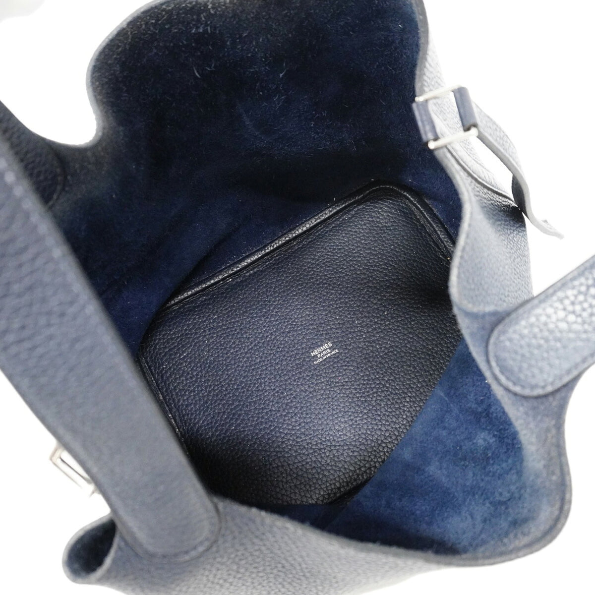 Hermes Navy Taurillon Clemence Leather Handbag (Pre-Owned)