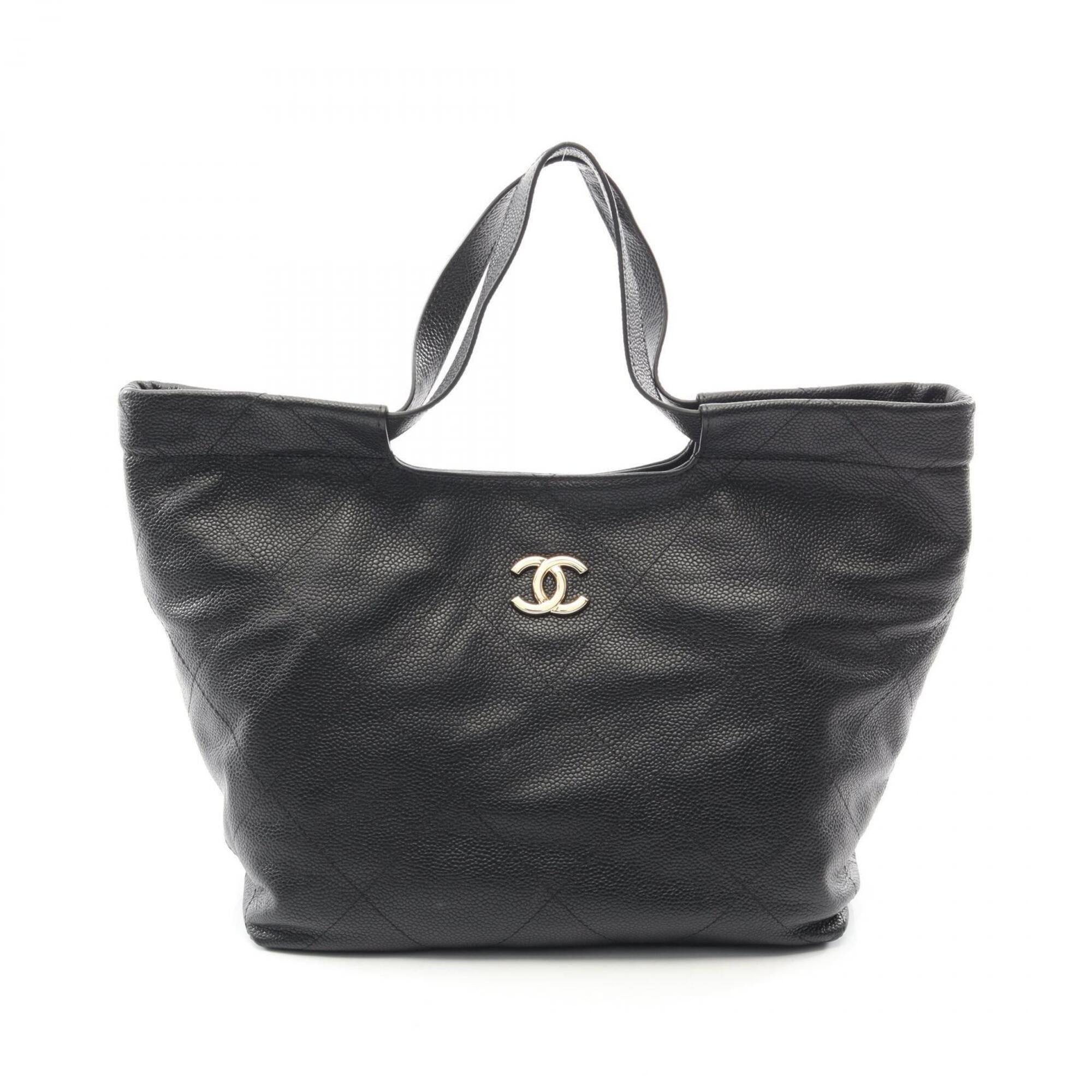Chanel Black Grained Calfskin Handbag Tote Bag (Pre-Owned)