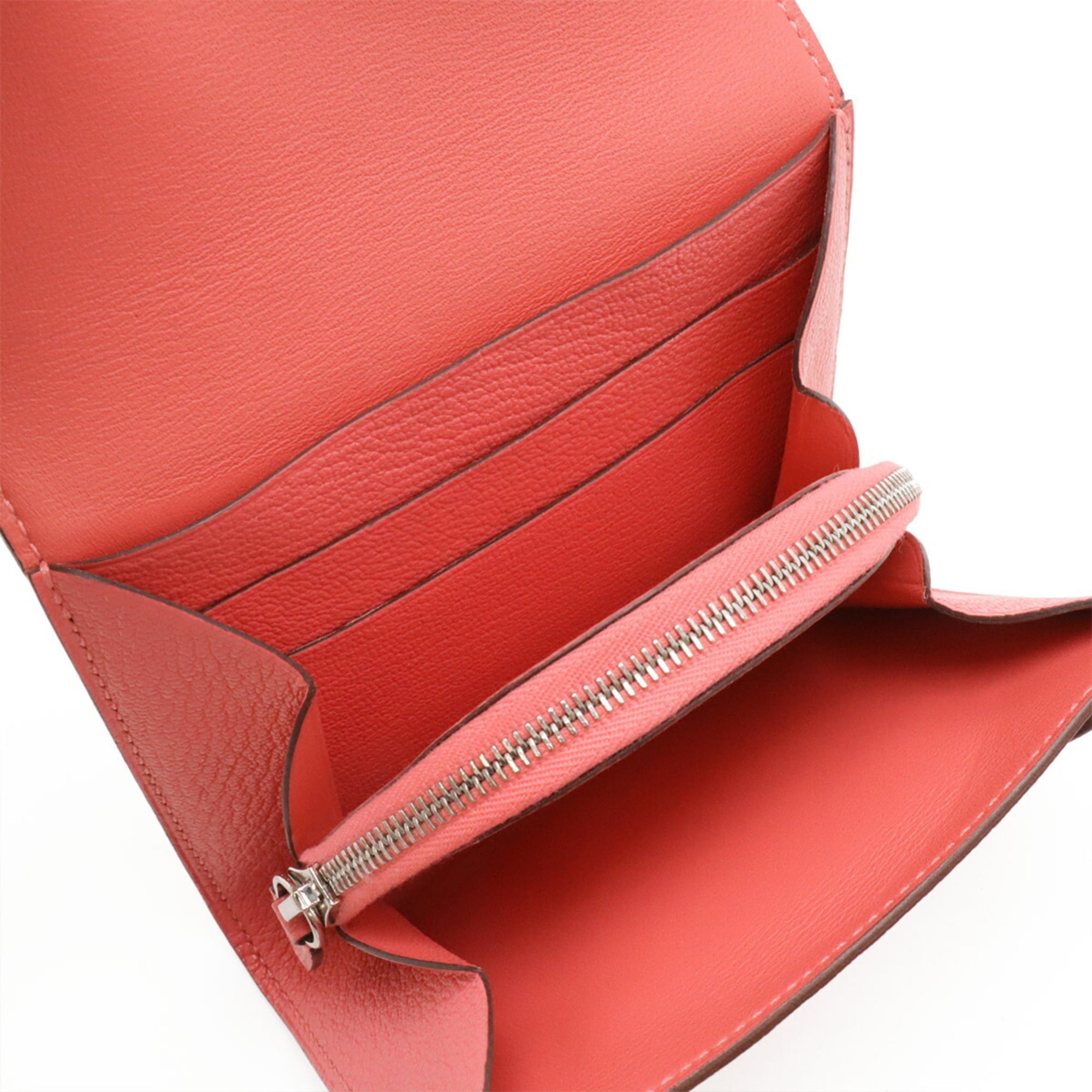 Hermes Rose Azalee Chevre Leather Wallet (Bi-Fold) (Pre-Owned)