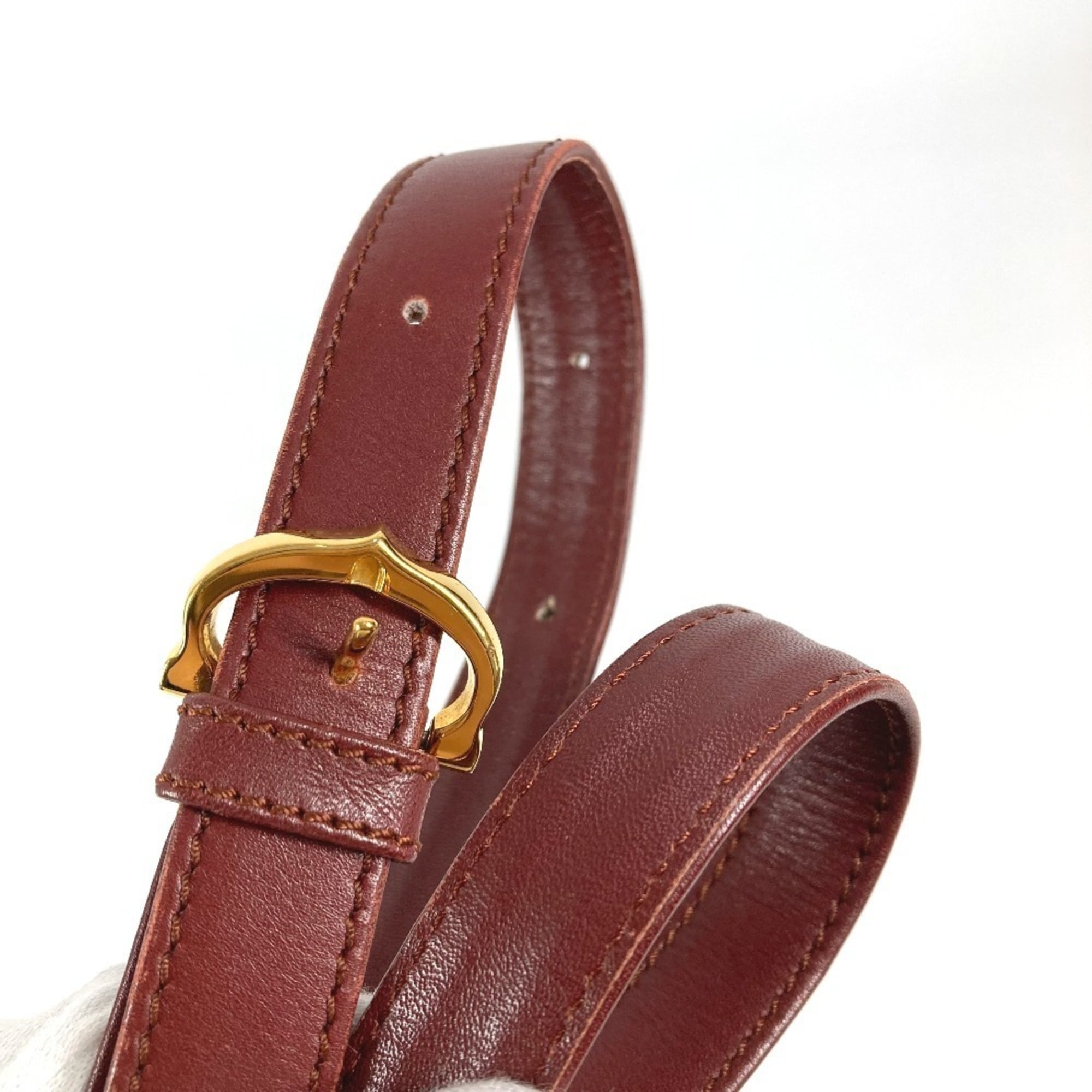 Cartier Must Wine Red Leather Shoulder Bag (Pre-Owned)