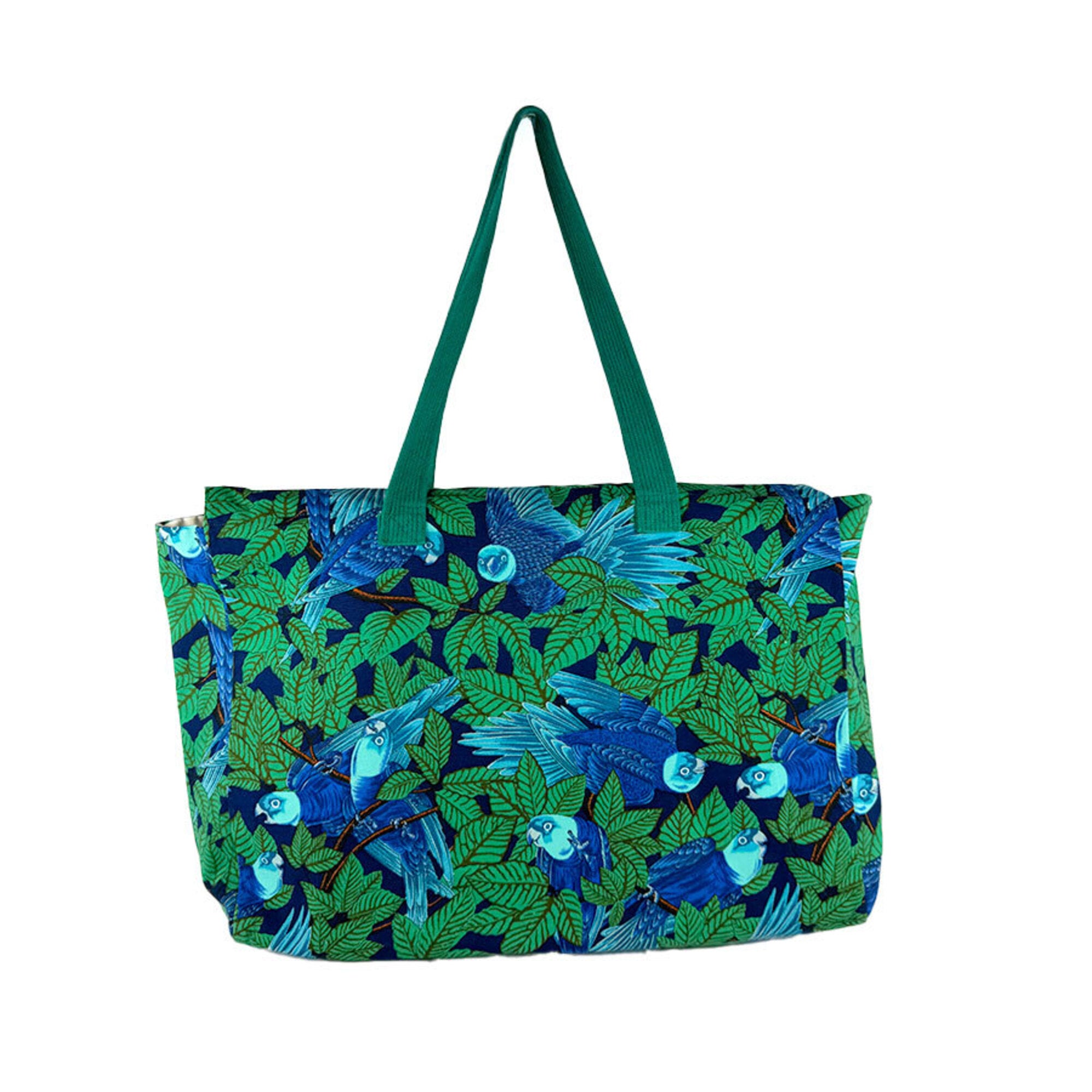 Hermes Blue Green Canvas Tote Bag (Pre-Owned)