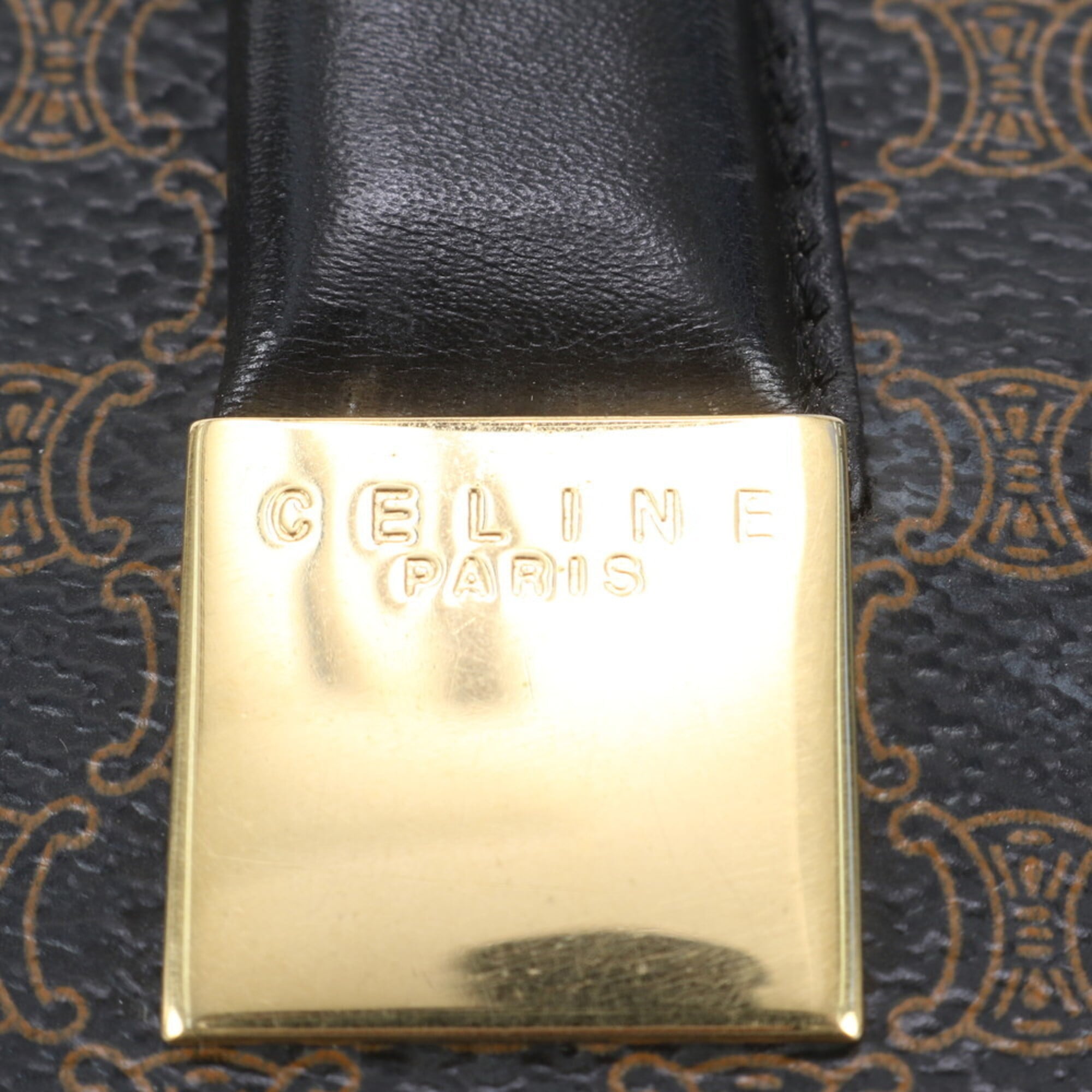 Celine Black Leather Coated Canvas Handbag Tote Bag (Pre-Owned)