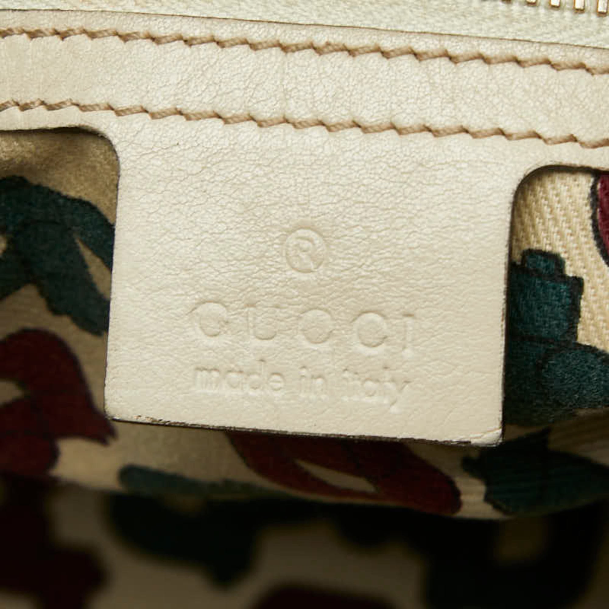 Gucci Beige Canvas Leather Handbag Tote Bag (Pre-Owned)