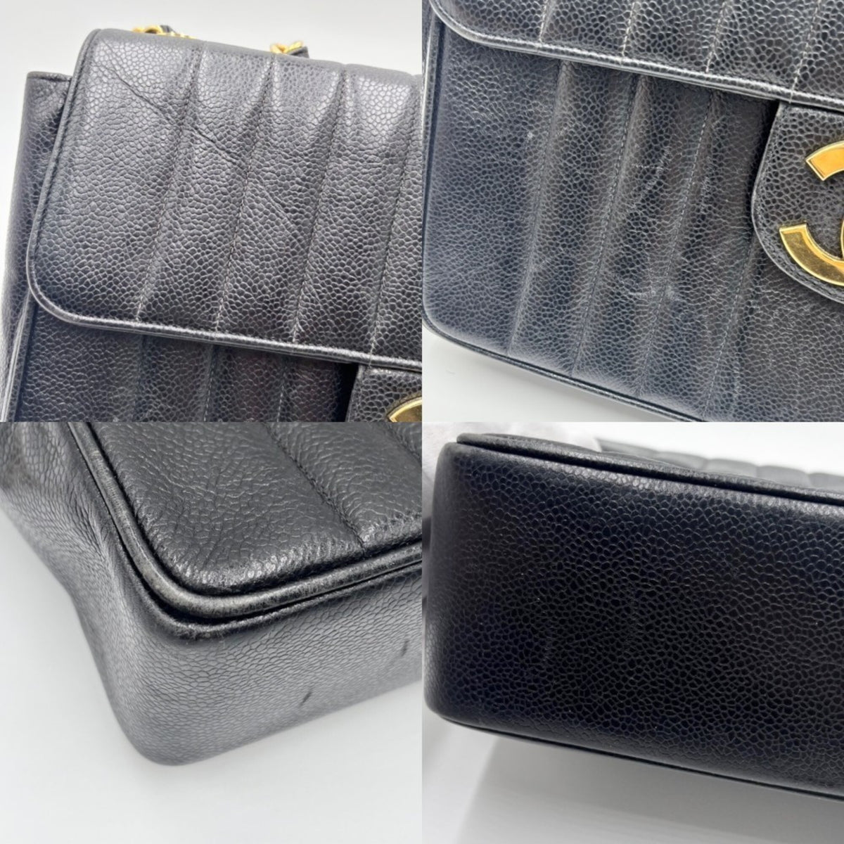 Chanel Black Grained Calfskin Shoulder Bag (Pre-Owned)