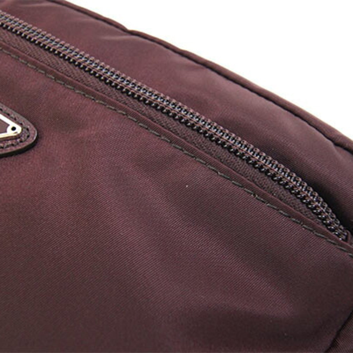 Prada Bordeaux Brown Nylon Leather Handbag Pouch (Pre-Owned)
