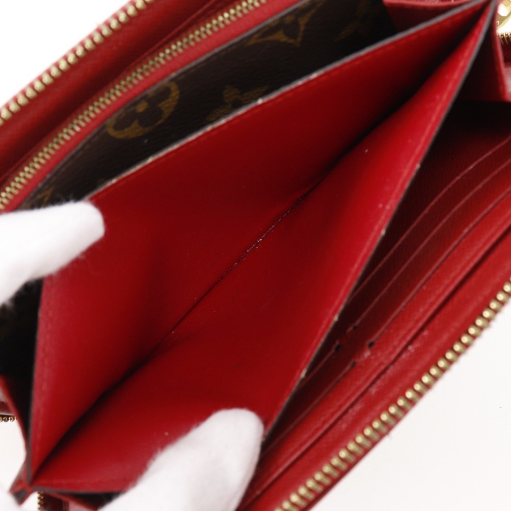 Louis Vuitton Monogram Brown Cerise Red Color Monogram Long Wallet (Bi-Fold) (Pre-Owned)