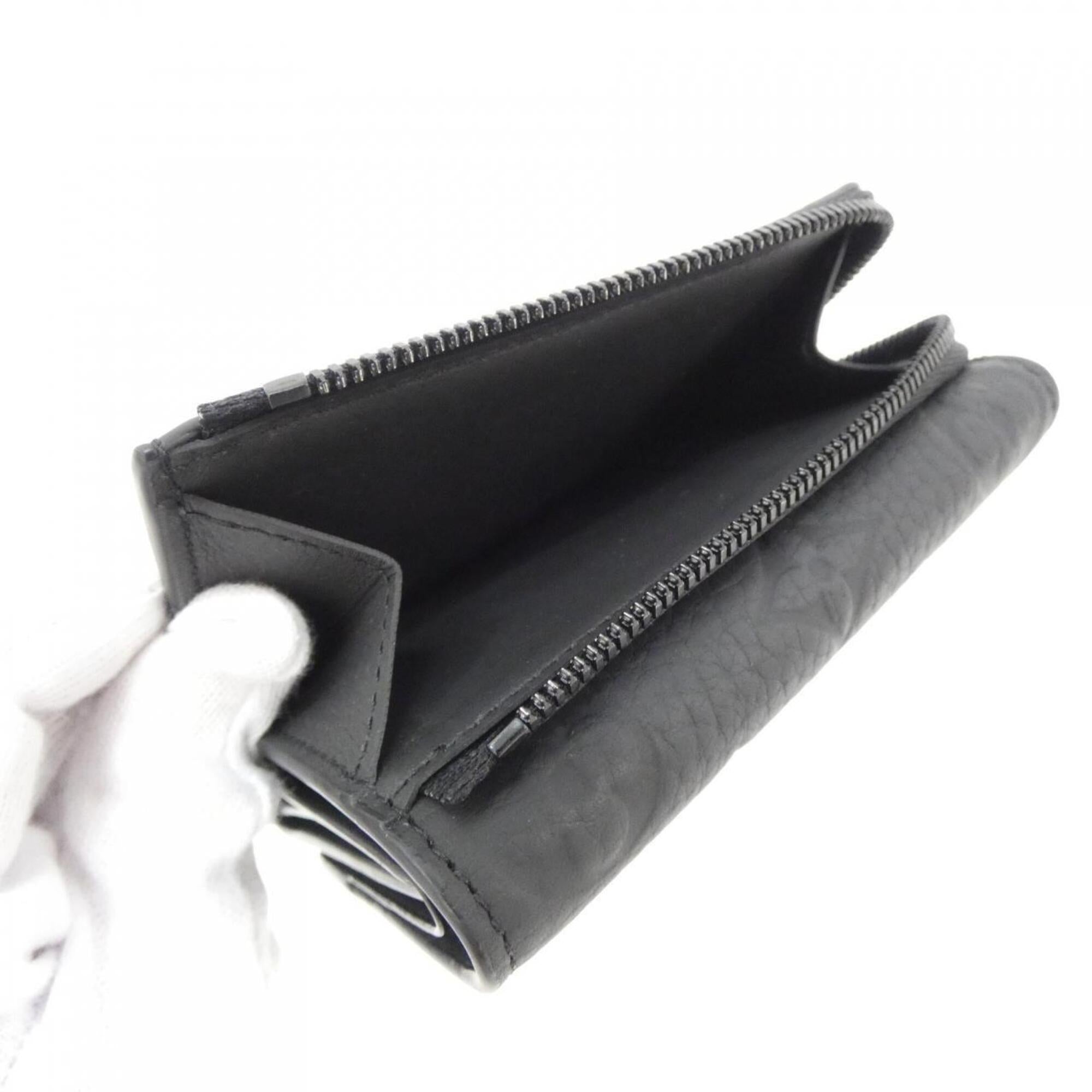 Louis Vuitton Black Leather Wallet (Tri-Fold) (Pre-Owned)