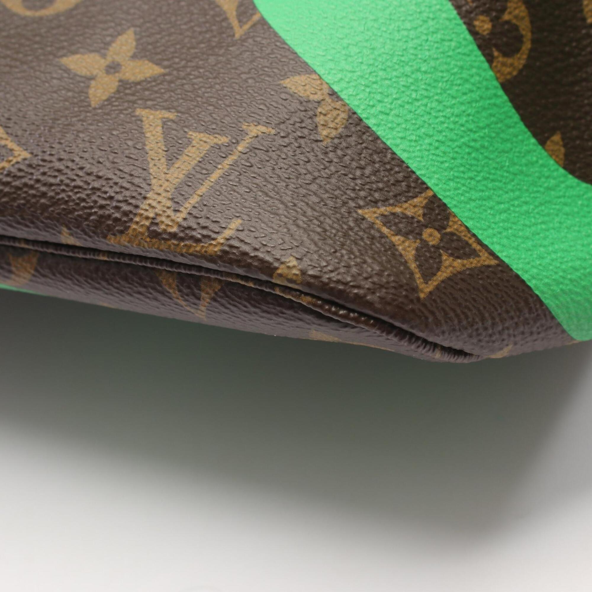 Louis Vuitton Brown Green Monogram Coated Canvas Leather Handbag Tote Bag (Pre-Owned)