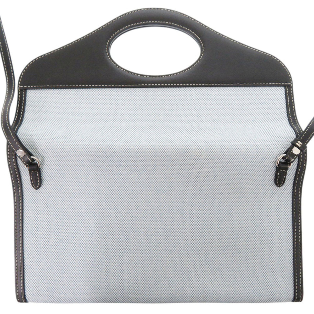 Burberry Black Blue Canvas Leather Shoulder Bag (Pre-Owned)