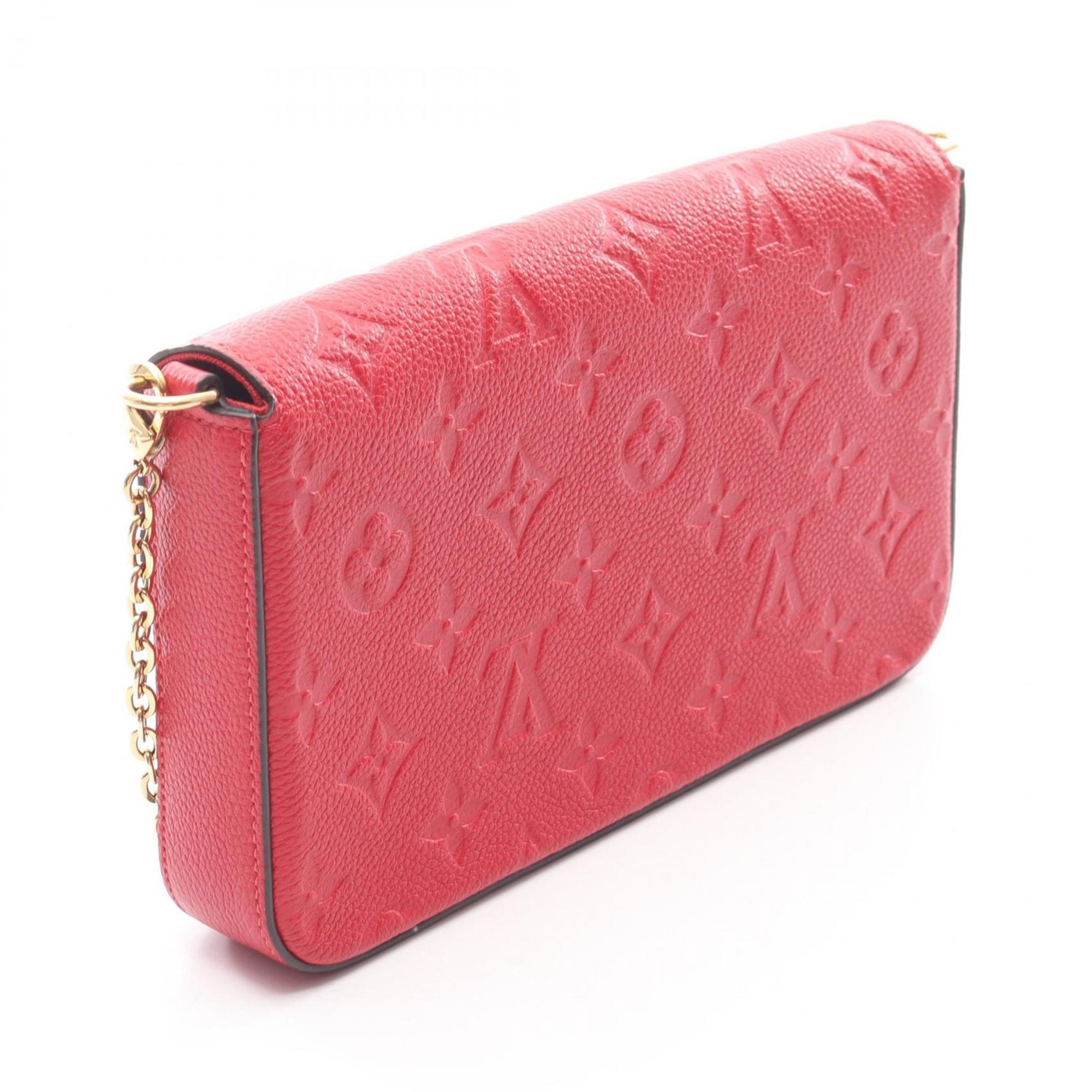 Louis Vuitton Red Color Sacrlet Monogram Empreinte Pochette Shoulder Bag (Pre-Owned)