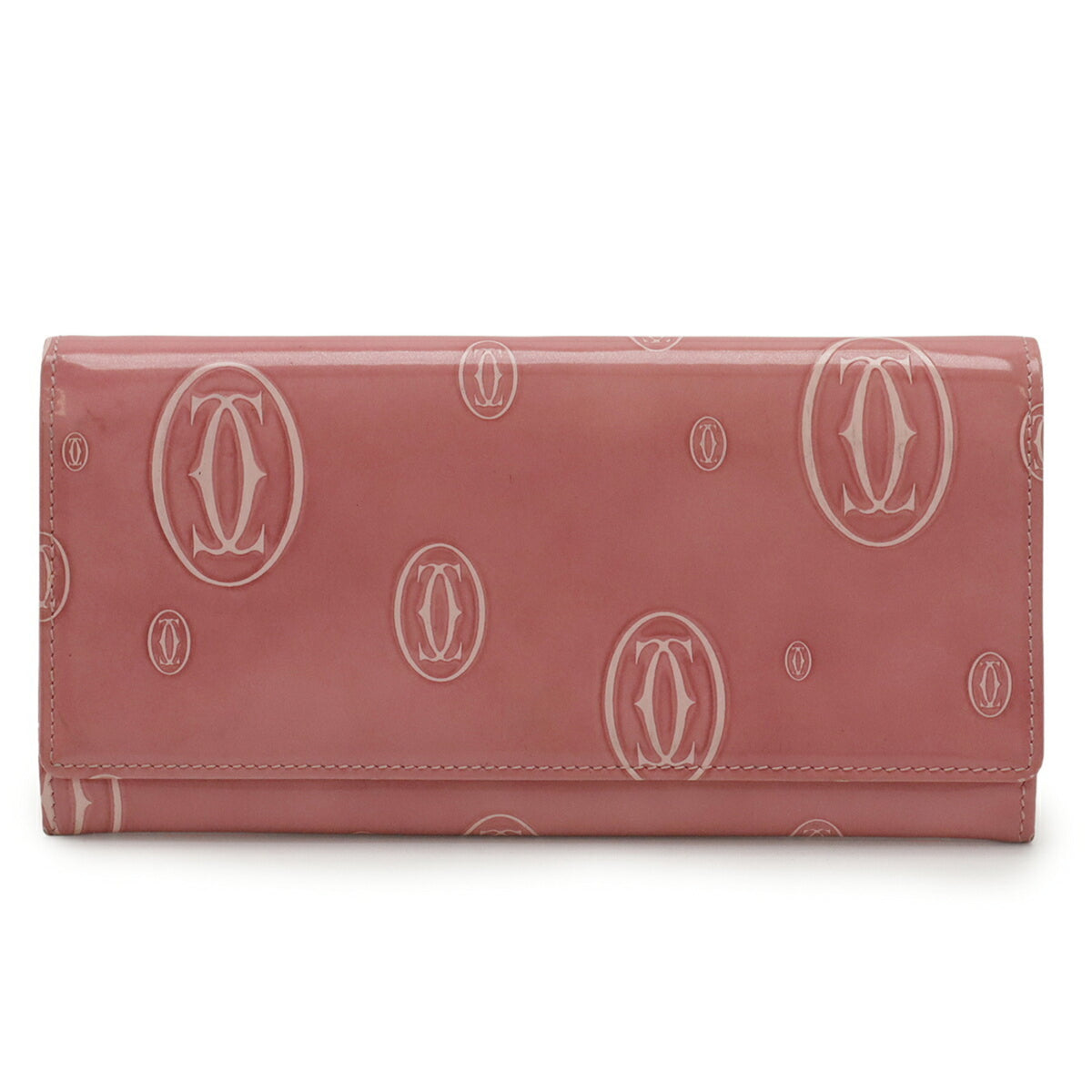 Cartier Pink Patent Leather Long Wallet (Bi-Fold) (Pre-Owned)