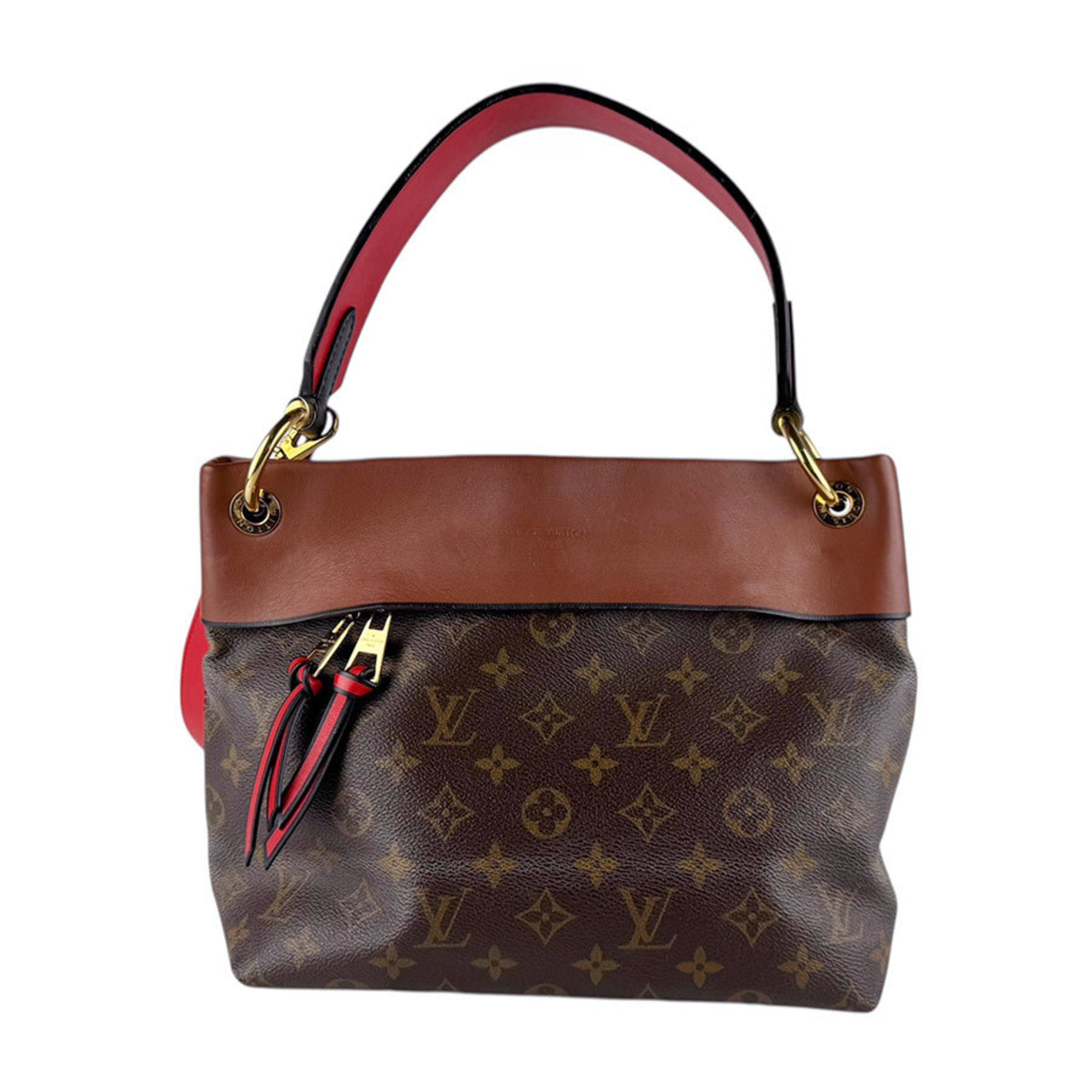 Louis Vuitton Brown Red Color Monogram Handbag Shoulder Bag (Pre-Owned)