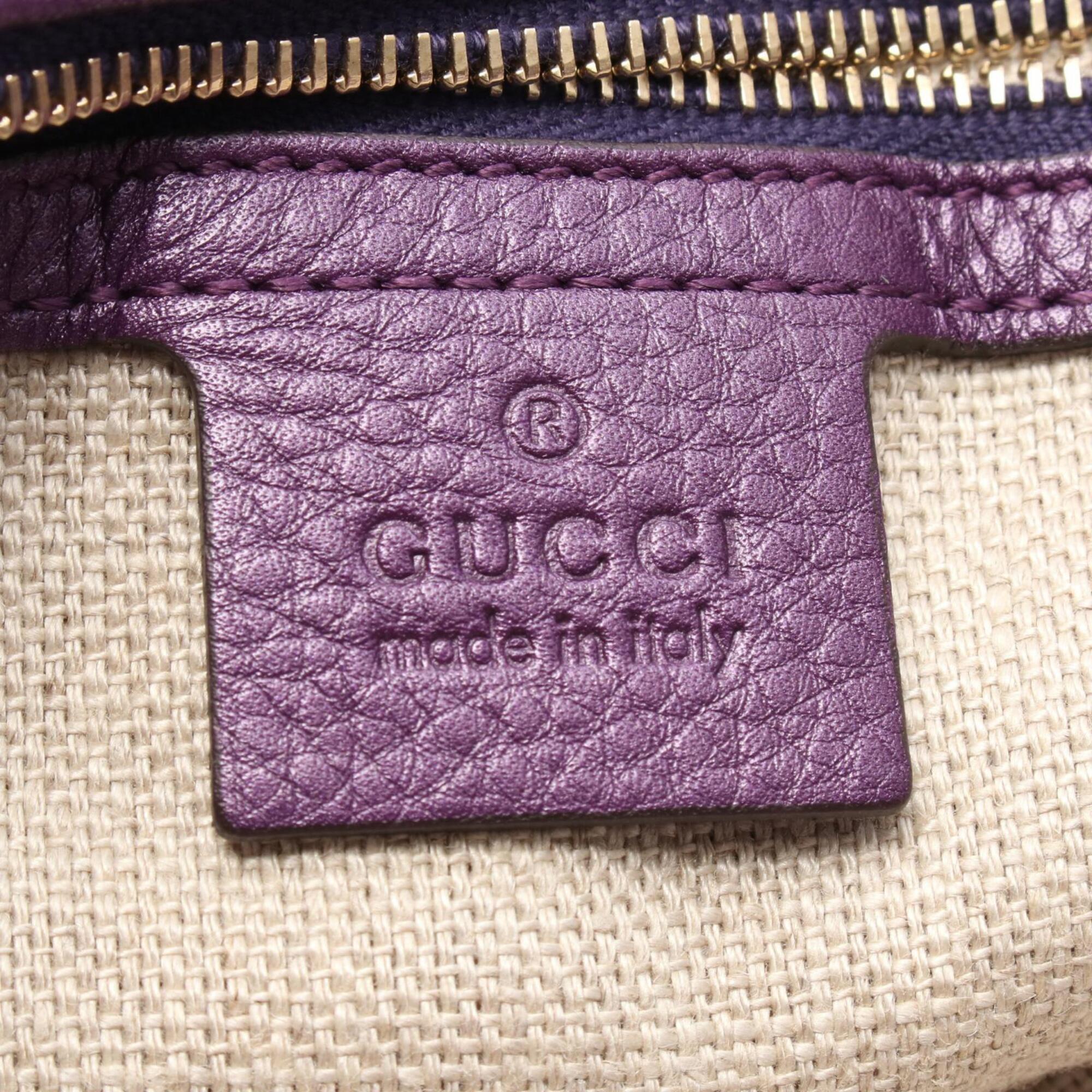 Gucci Purple Leather Handbag Tote Bag (Pre-Owned)