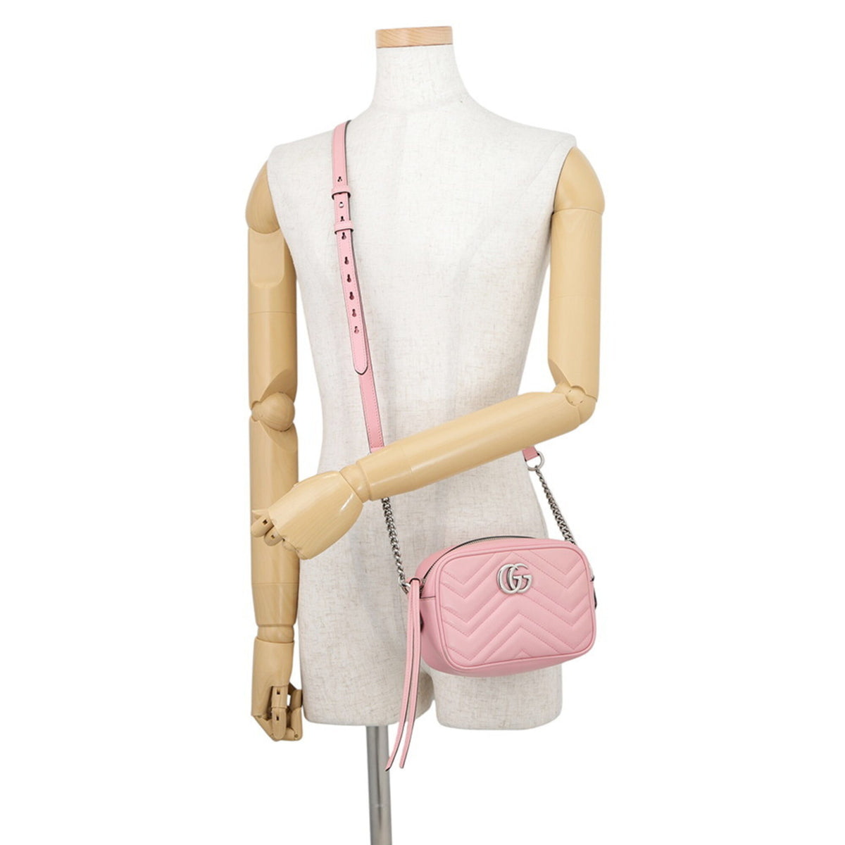 Gucci Gg Marmont Pink Leather Shoulder Bag (Pre-Owned)
