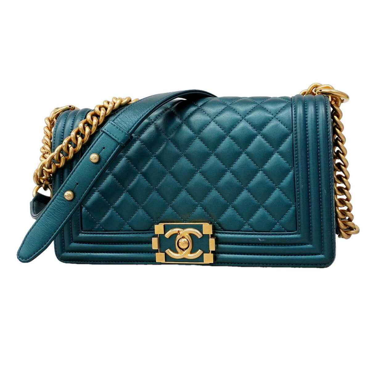 Chanel Blue Leather Shoulder Bag (Pre-Owned)