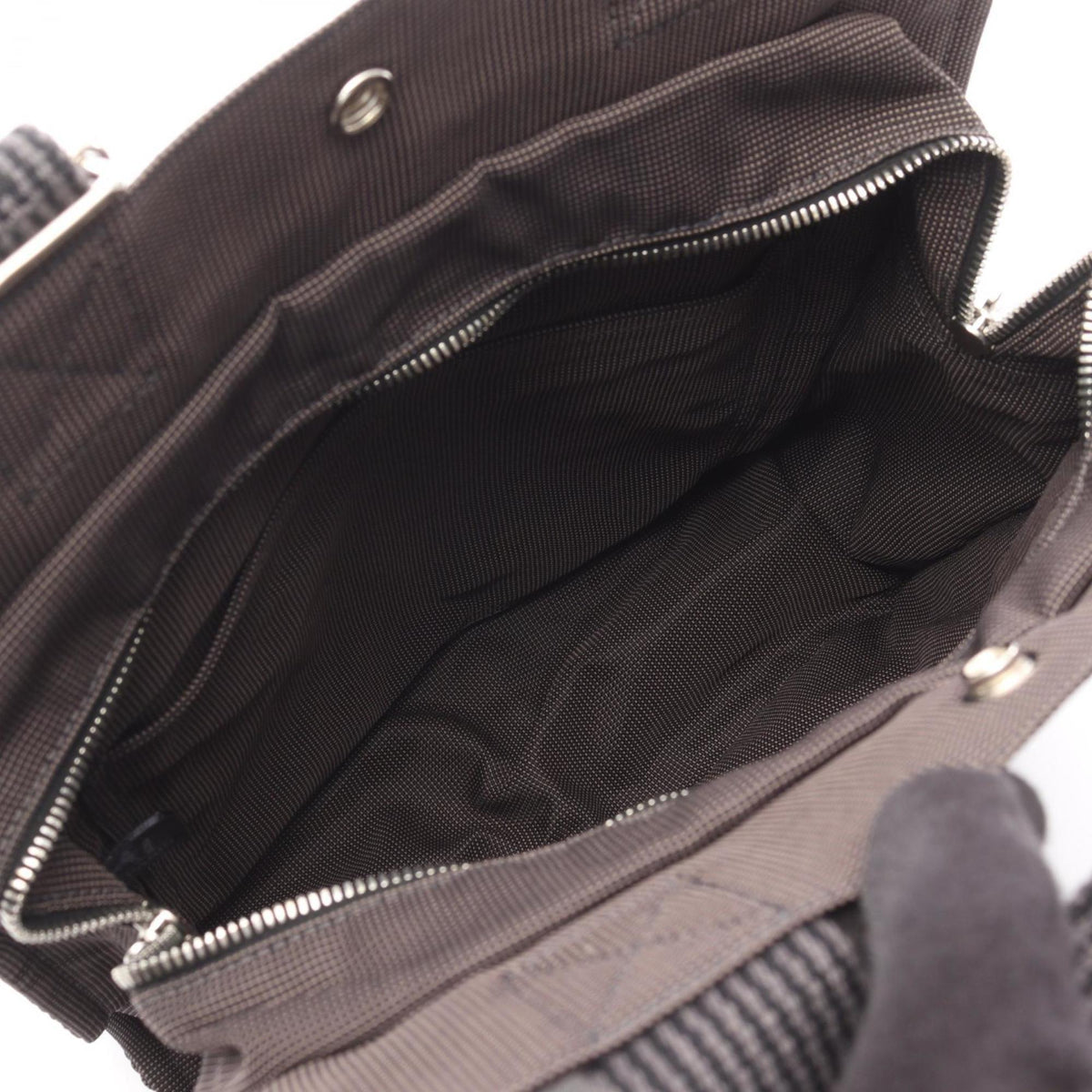 Hermes Gray Nylon Canvas Canvas Backpack Handbag (Pre-Owned)