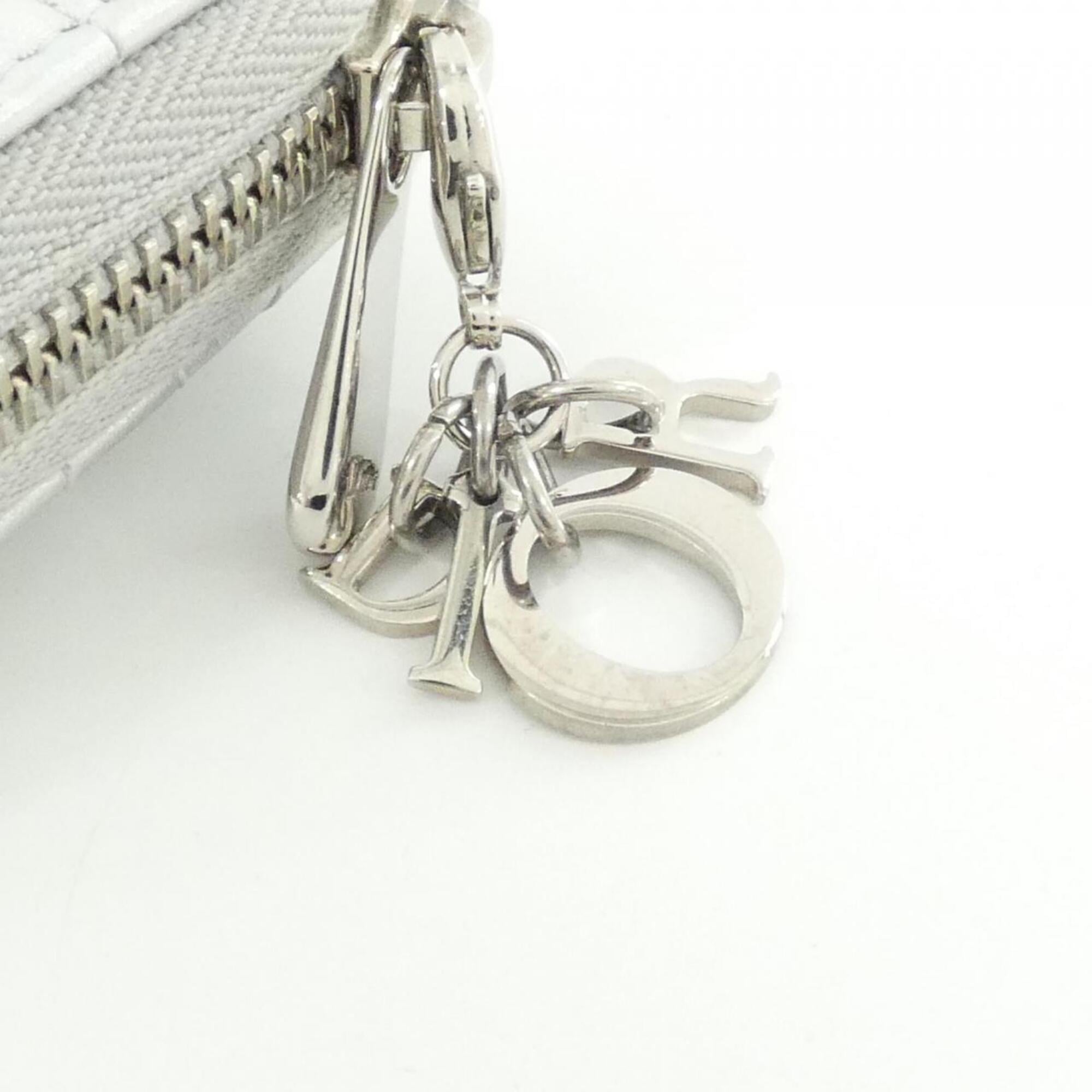 Christian Dior Silver Leather Coin Purse/Coin Case (Pre-Owned)
