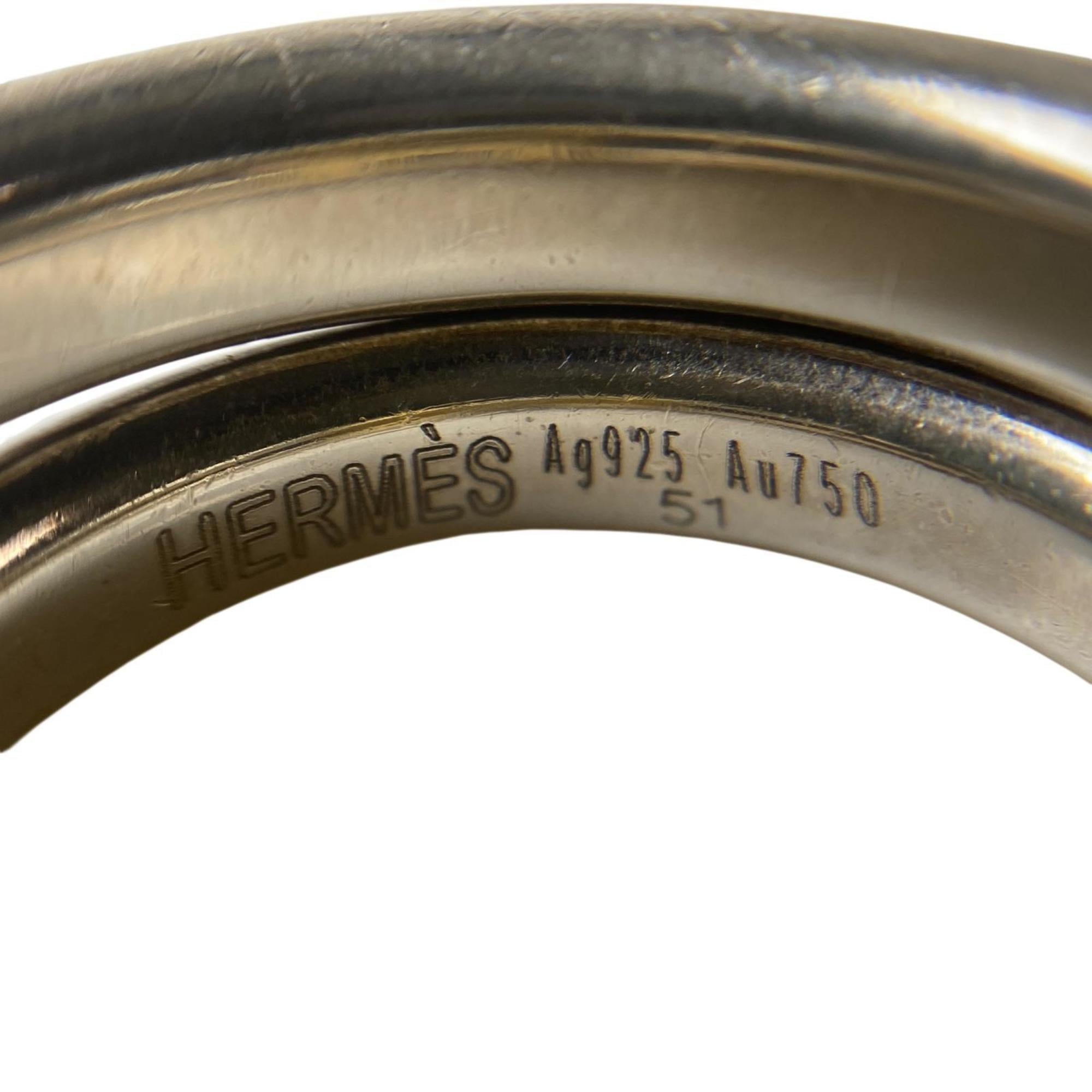 Hermes Gold Silver 925 Band Ring (Pre-Owned)