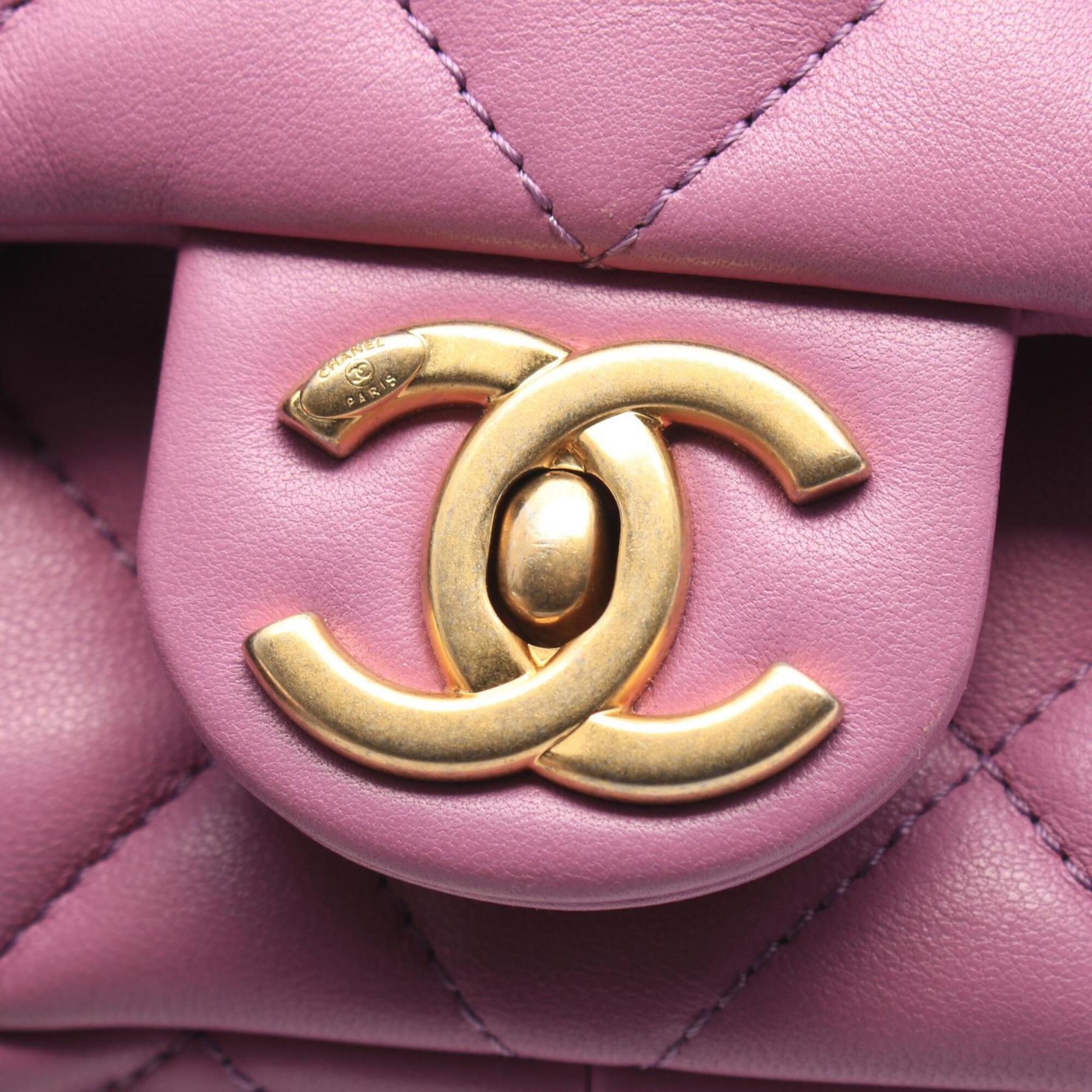 Chanel Purple Leather Handbag Shoulder Bag (Pre-Owned)