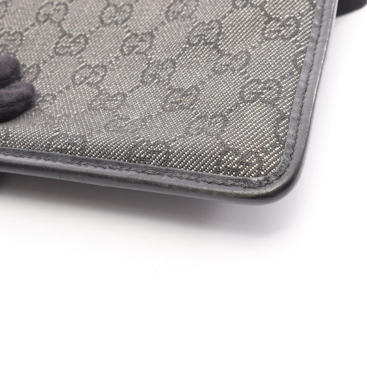 Gucci Black Denim Leather Handbag Shoulder Bag (Pre-Owned)