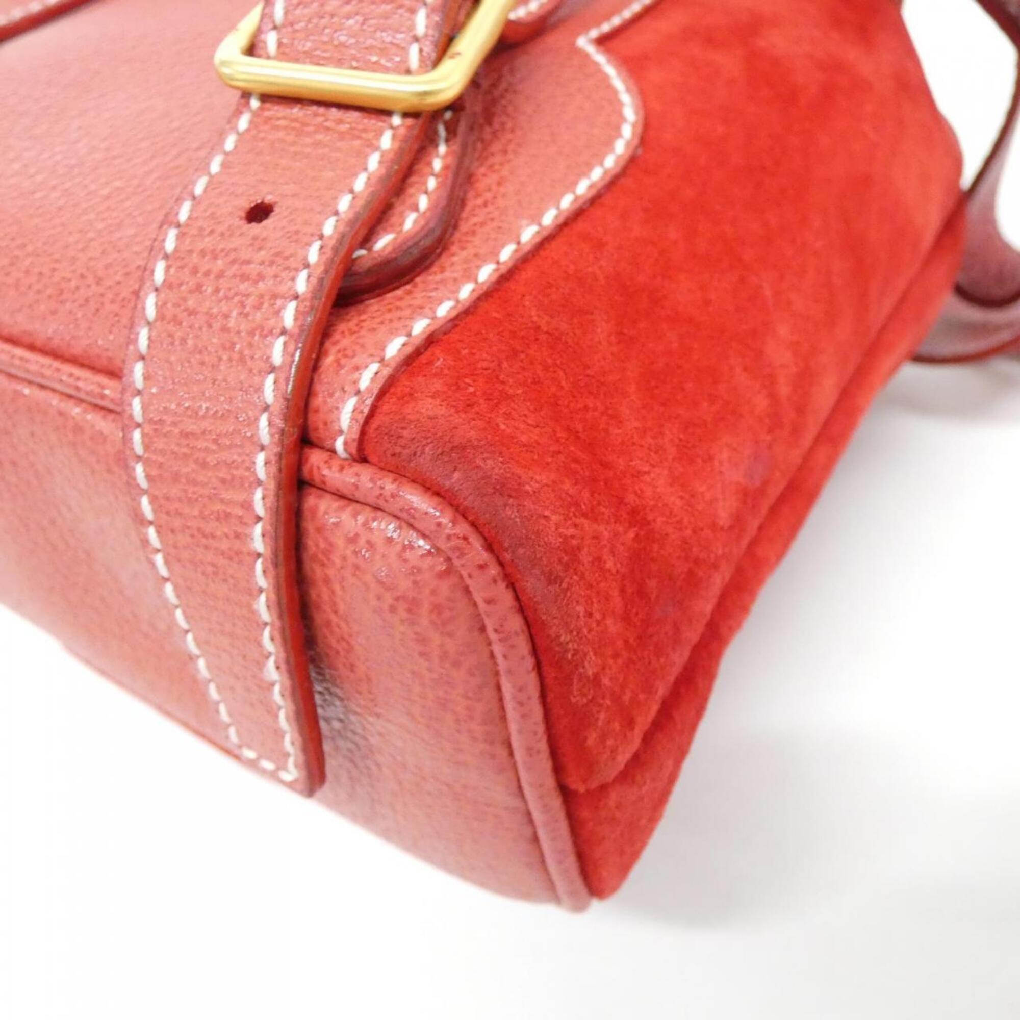 Gucci Red Color Suede Leather Backpack (Pre-Owned)