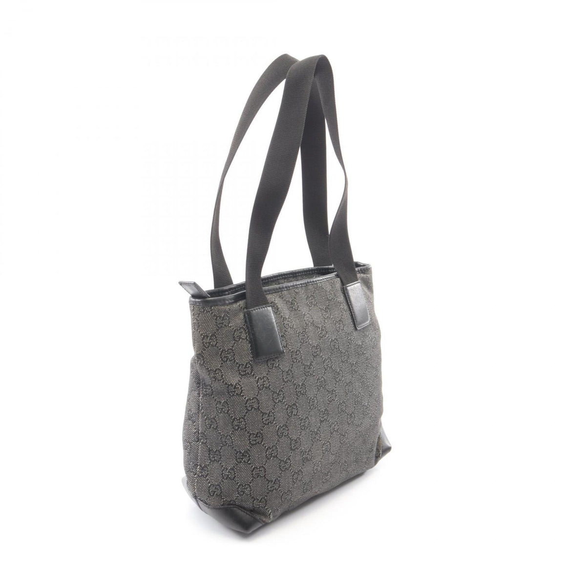 Gucci Black Gray Gg Canvas Leather Handbag Shoulder Bag (Pre-Owned)