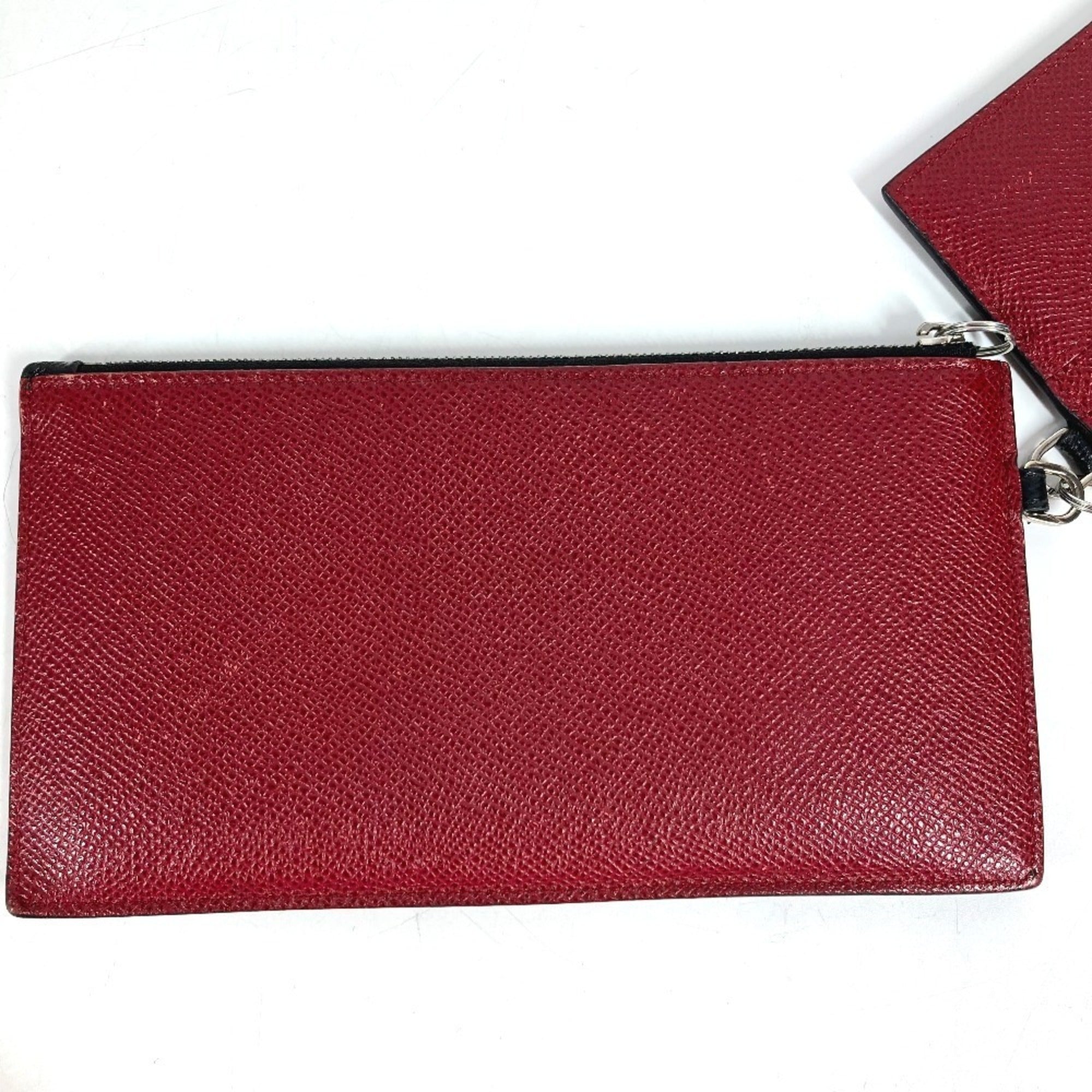 Bvlgari Black Red Color Leather Long Wallet (Bi-Fold) (Pre-Owned)