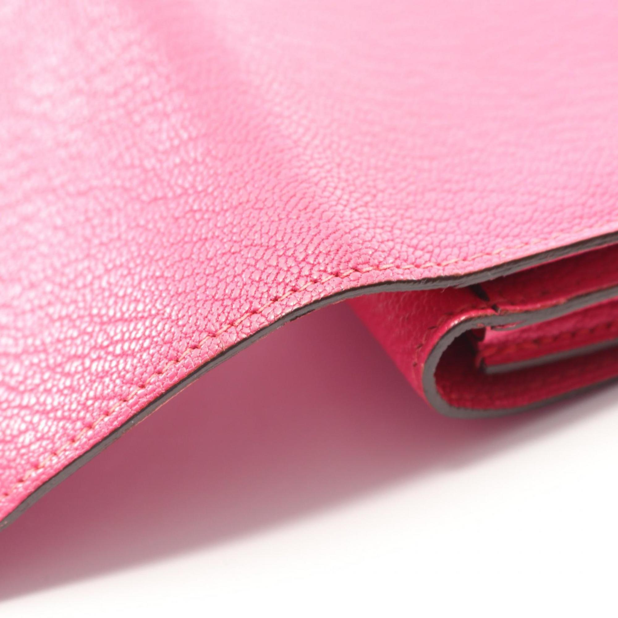Hermes Pink Chevre Leather Wallet (Tri-Fold) (Pre-Owned)