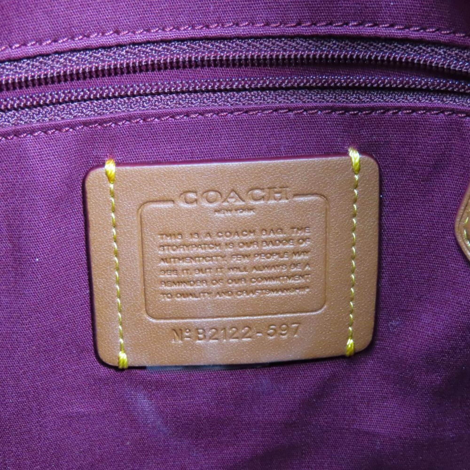 Coach Signature Beige Brown Pvc Leather Shoulder Bag (Pre-Owned)