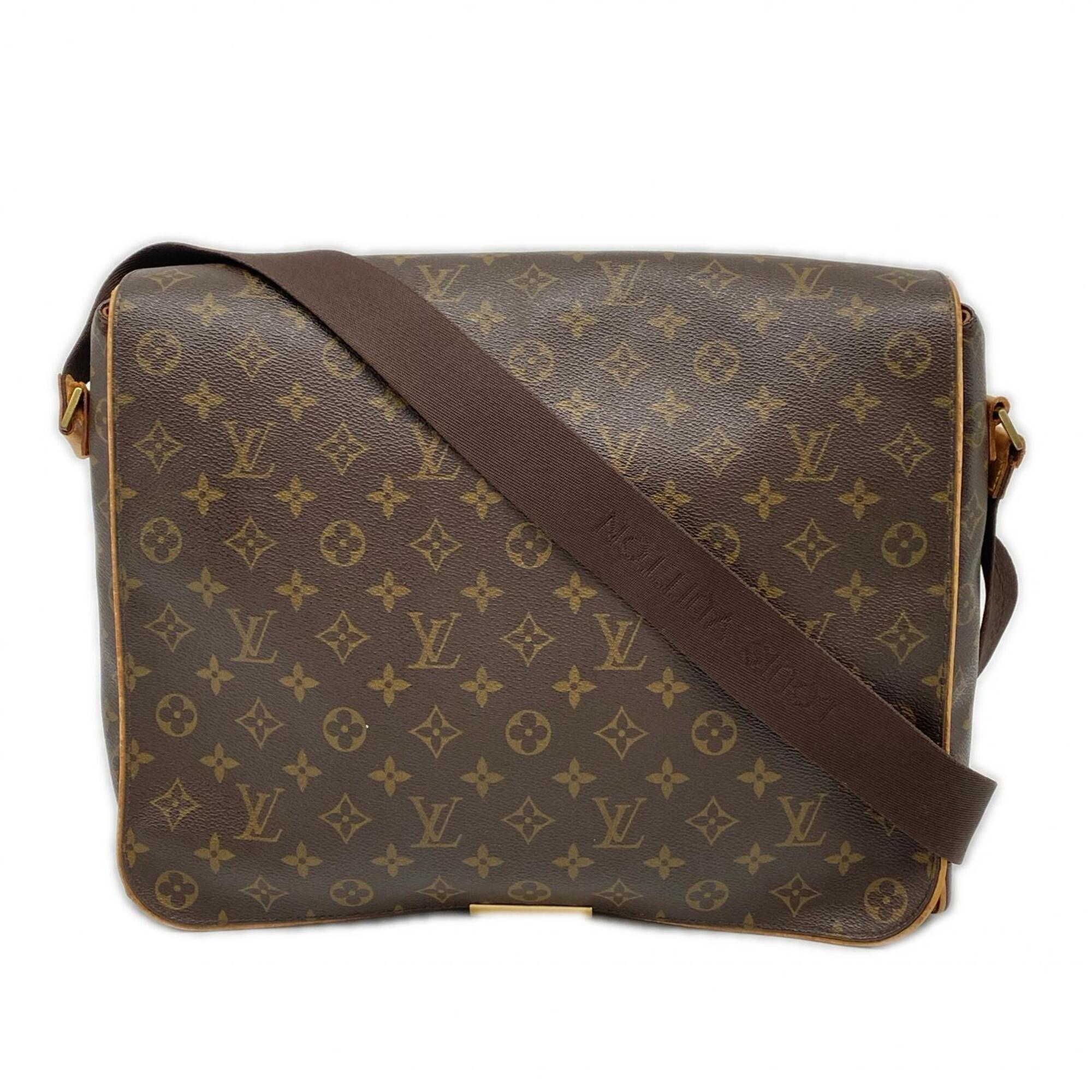 Louis Vuitton Beige Brown Monogram Coated Canvas Leather Shoulder Bag (Pre-Owned)