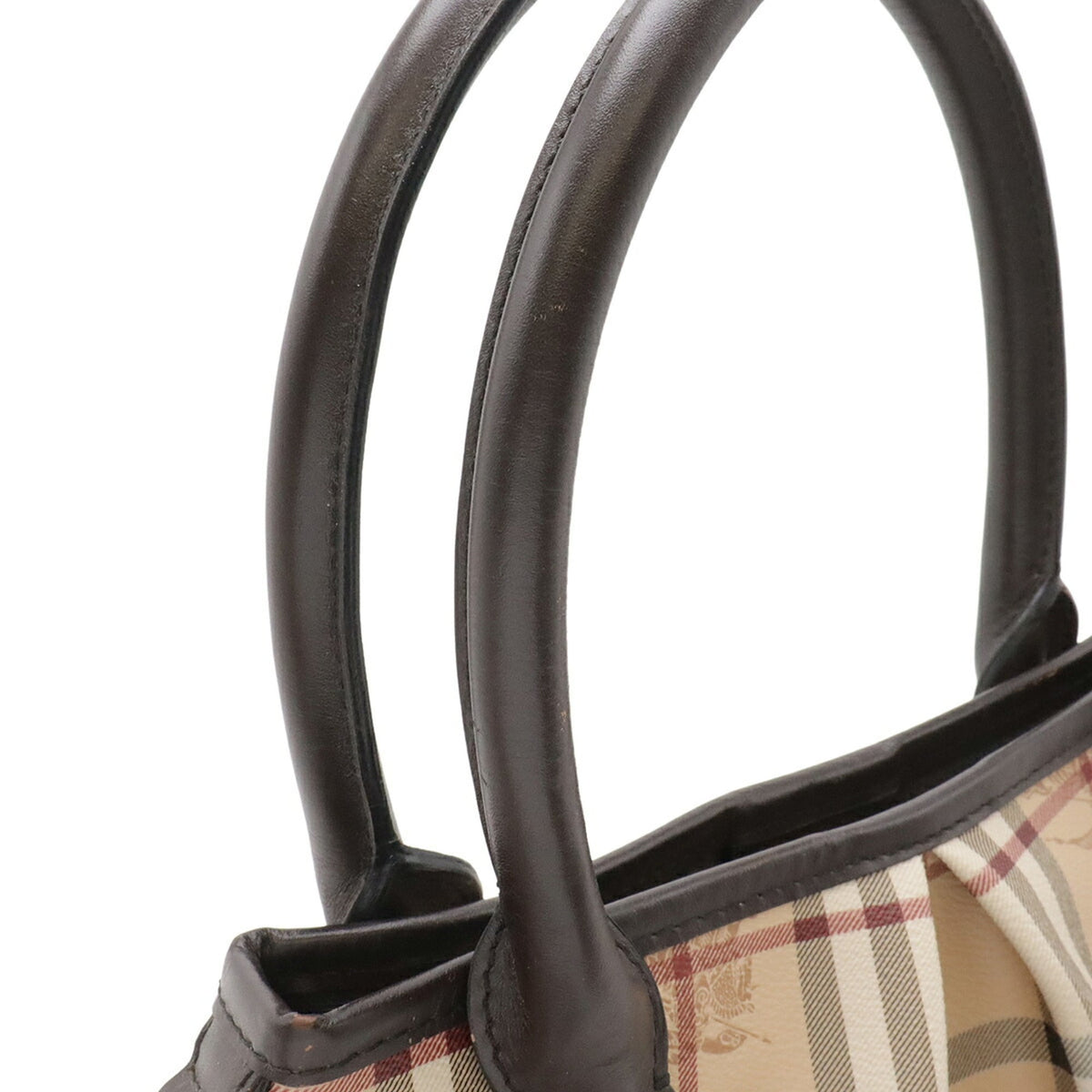 Burberry Beige Black Bordeaux Dark Brown Pvc Leather Shoulder Bag Tote Bag (Pre-Owned)