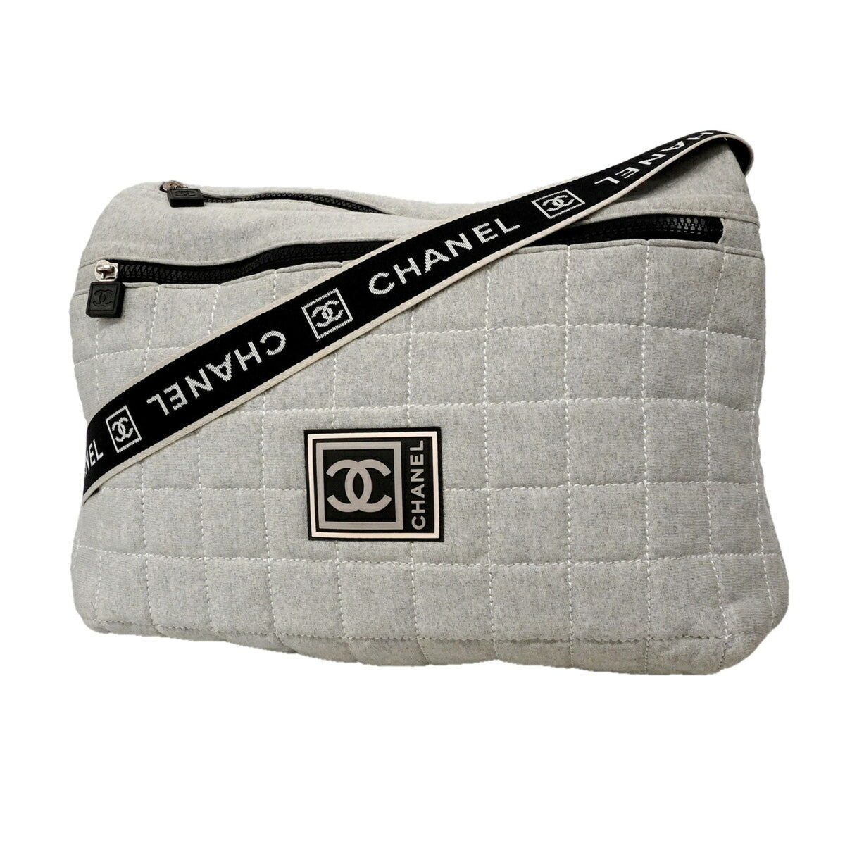 Chanel Gray Cotton Shoulder Bag (Pre-Owned)