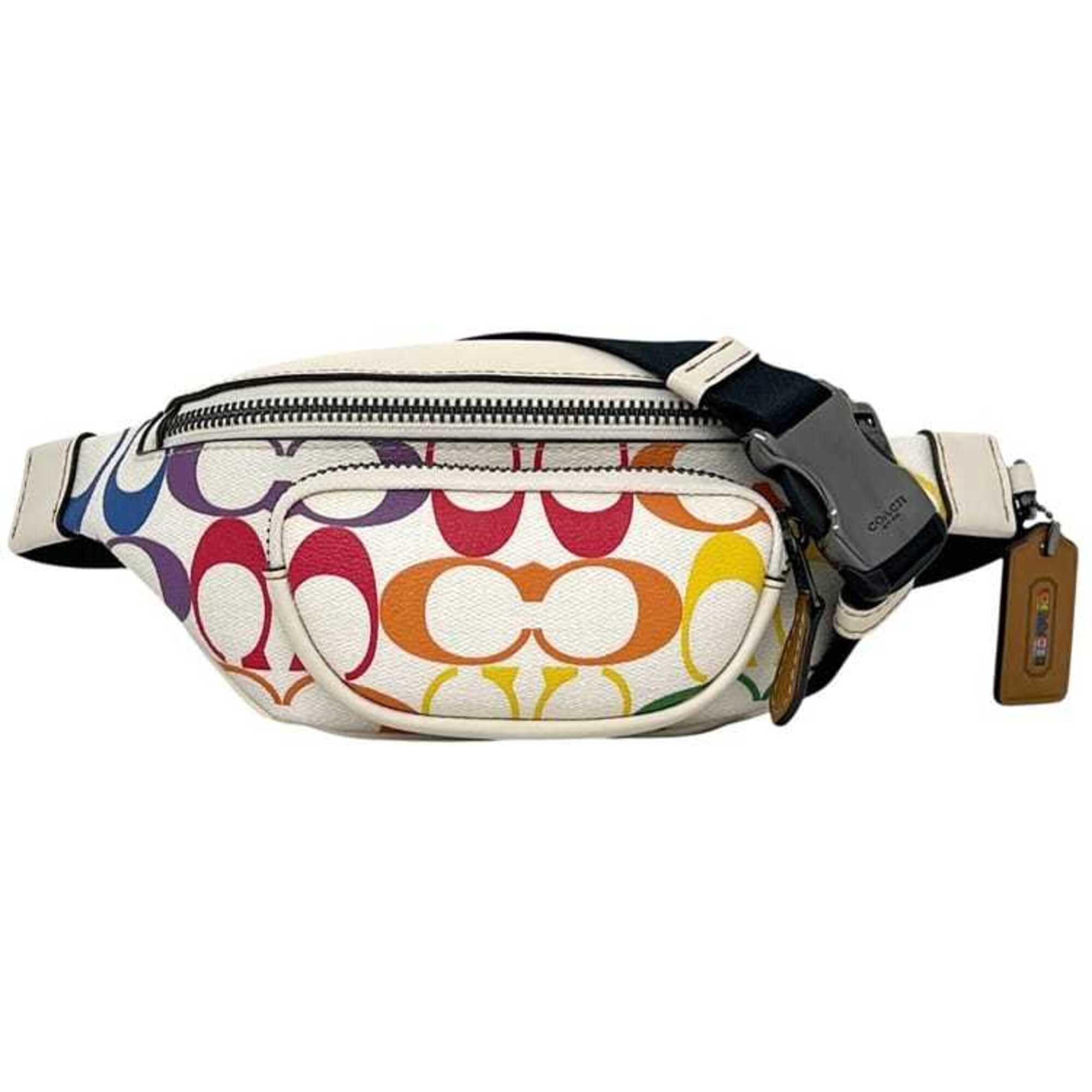 Coach Signature Multi-Color White Pvc Leather Sling Bag (Pre-Owned)