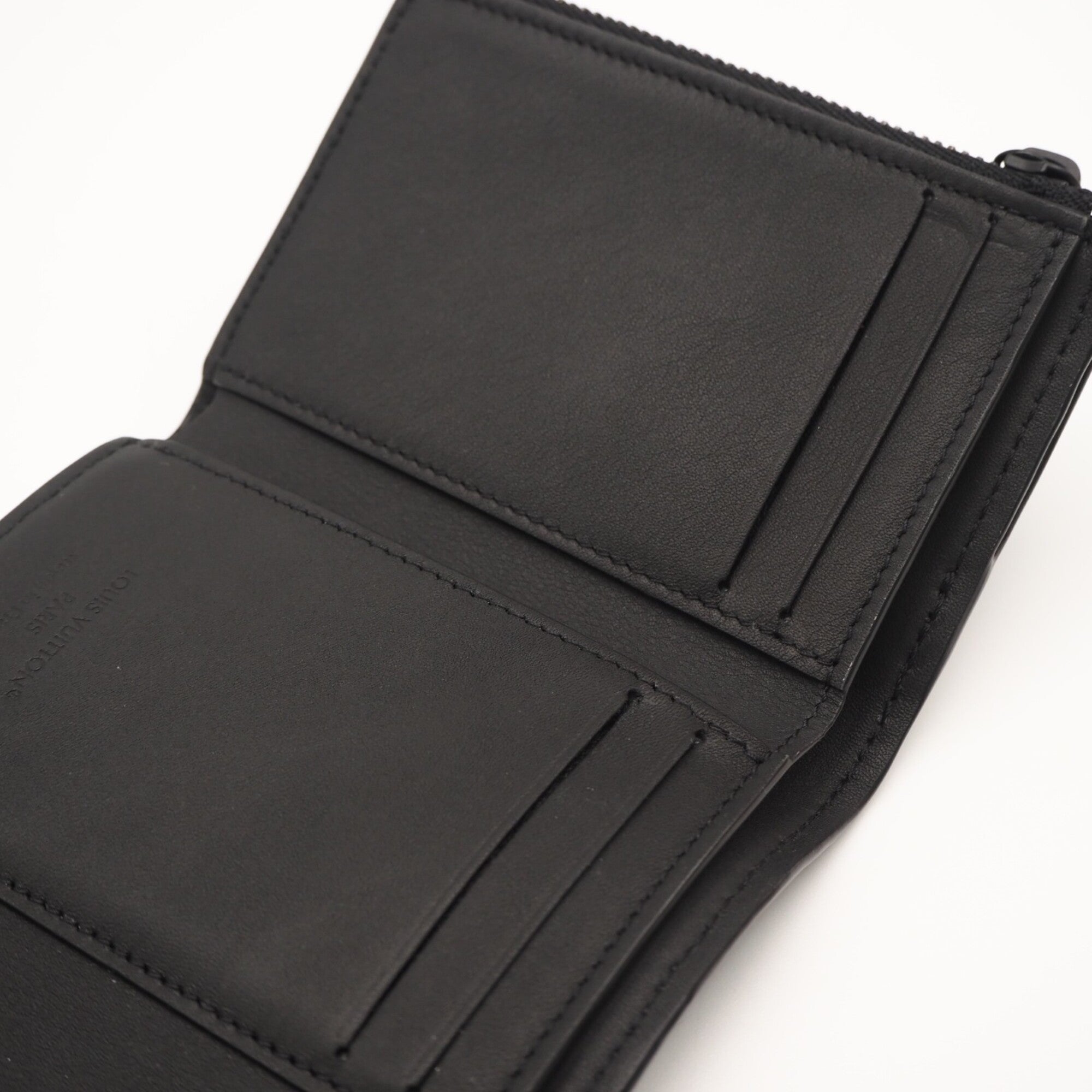 Louis Vuitton Monogram Shadow Black Leather Wallet (Tri-Fold) (Pre-Owned)