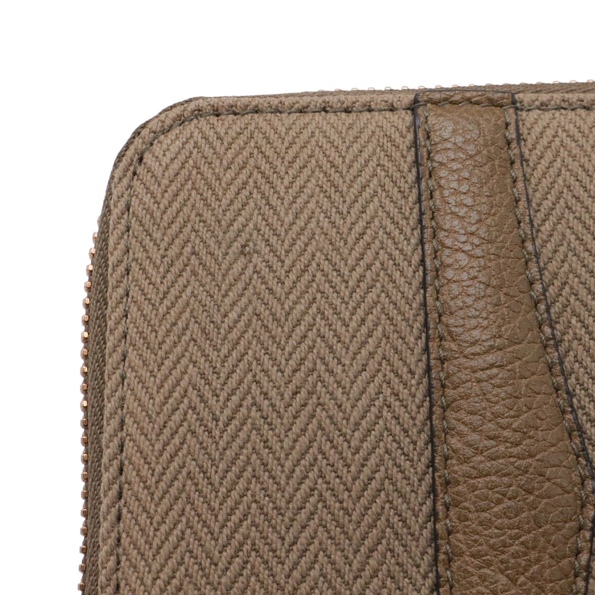 Bvlgari Dark Beige Leather Canvas Long Wallet (Bi-Fold) (Pre-Owned)