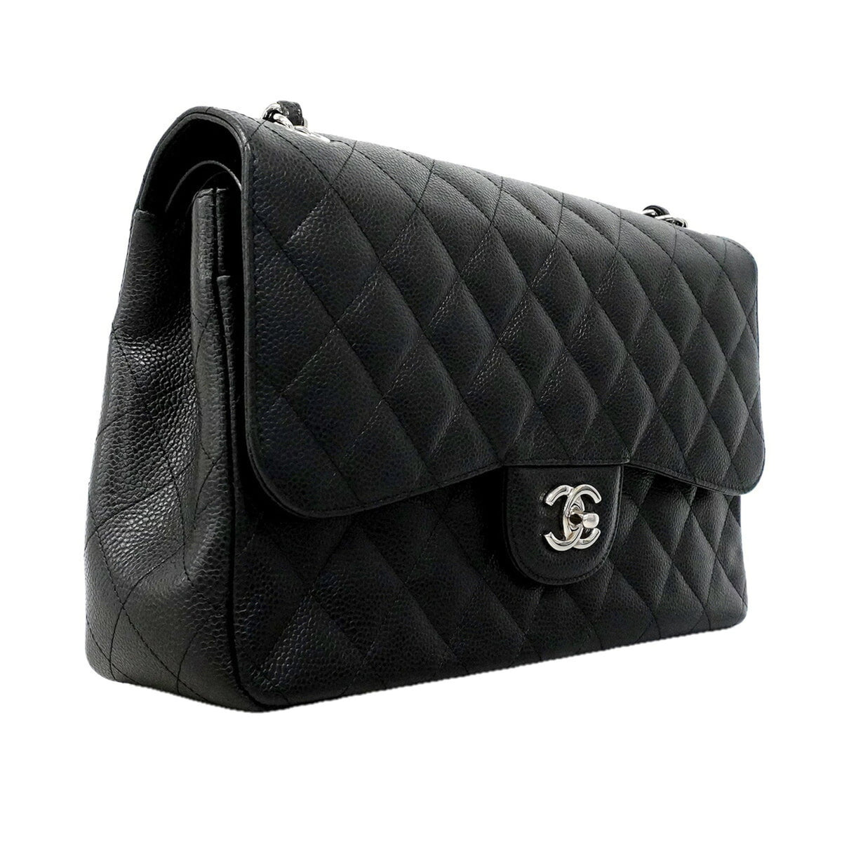 Chanel Black Grained Calfskin Shoulder Bag (Pre-Owned)