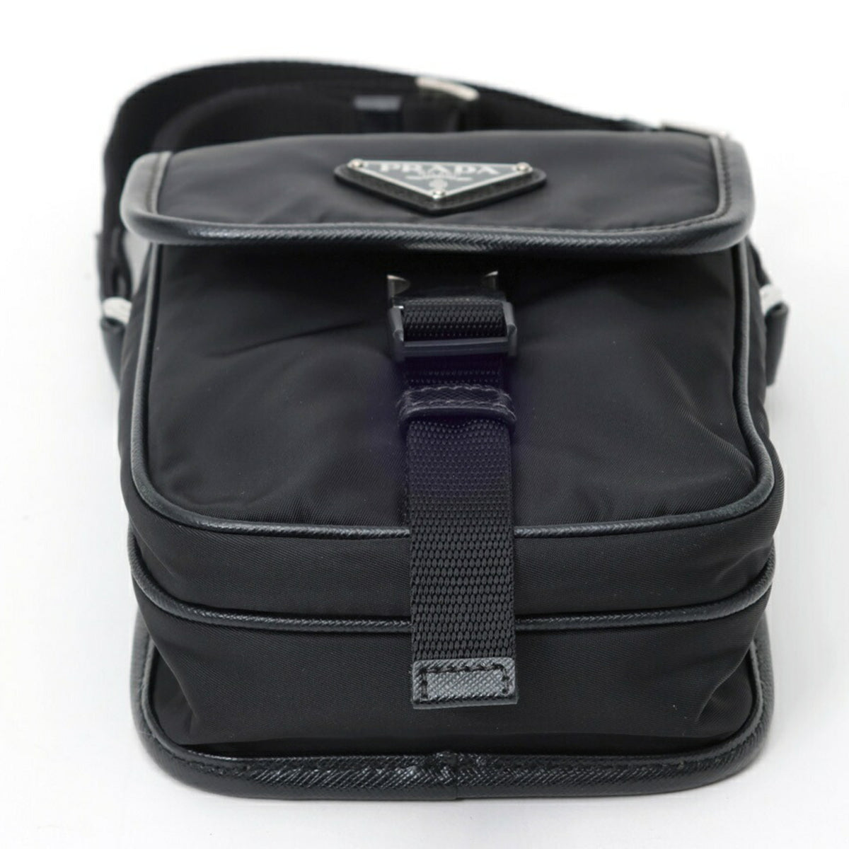 Prada Black Nero Nylon Leather Shoulder Bag (Pre-Owned)