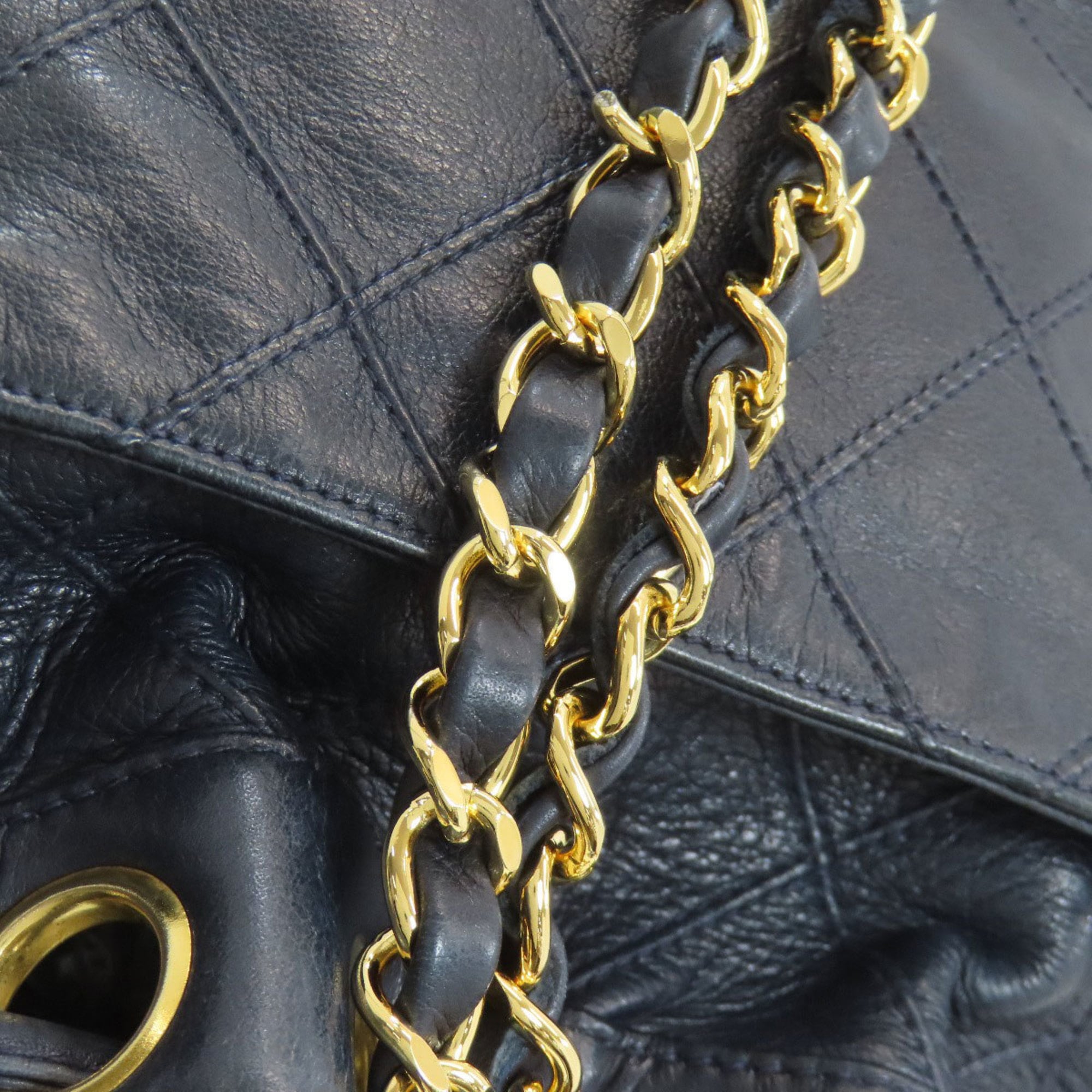 Chanel Navy Leather Pouch Shoulder Bag (Pre-Owned)
