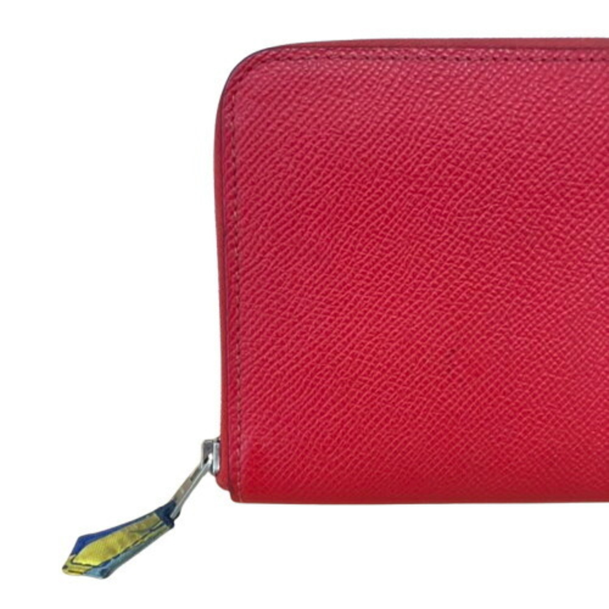 Hermes Red Color Leather Long Wallet (Bi-Fold) (Pre-Owned)