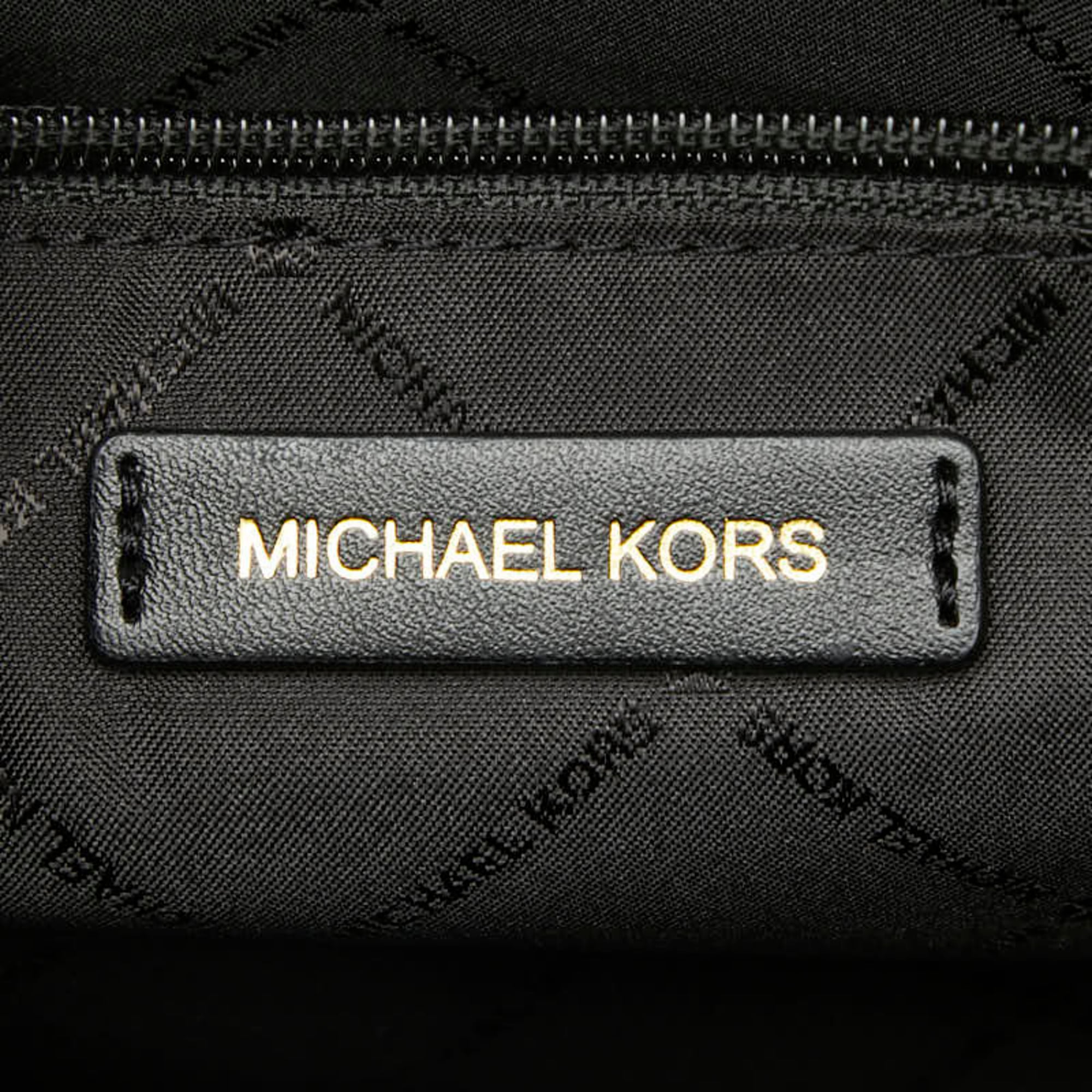 Michael Kors Black White Canvas Leather Shoulder Bag Tote Bag (Pre-Owned)