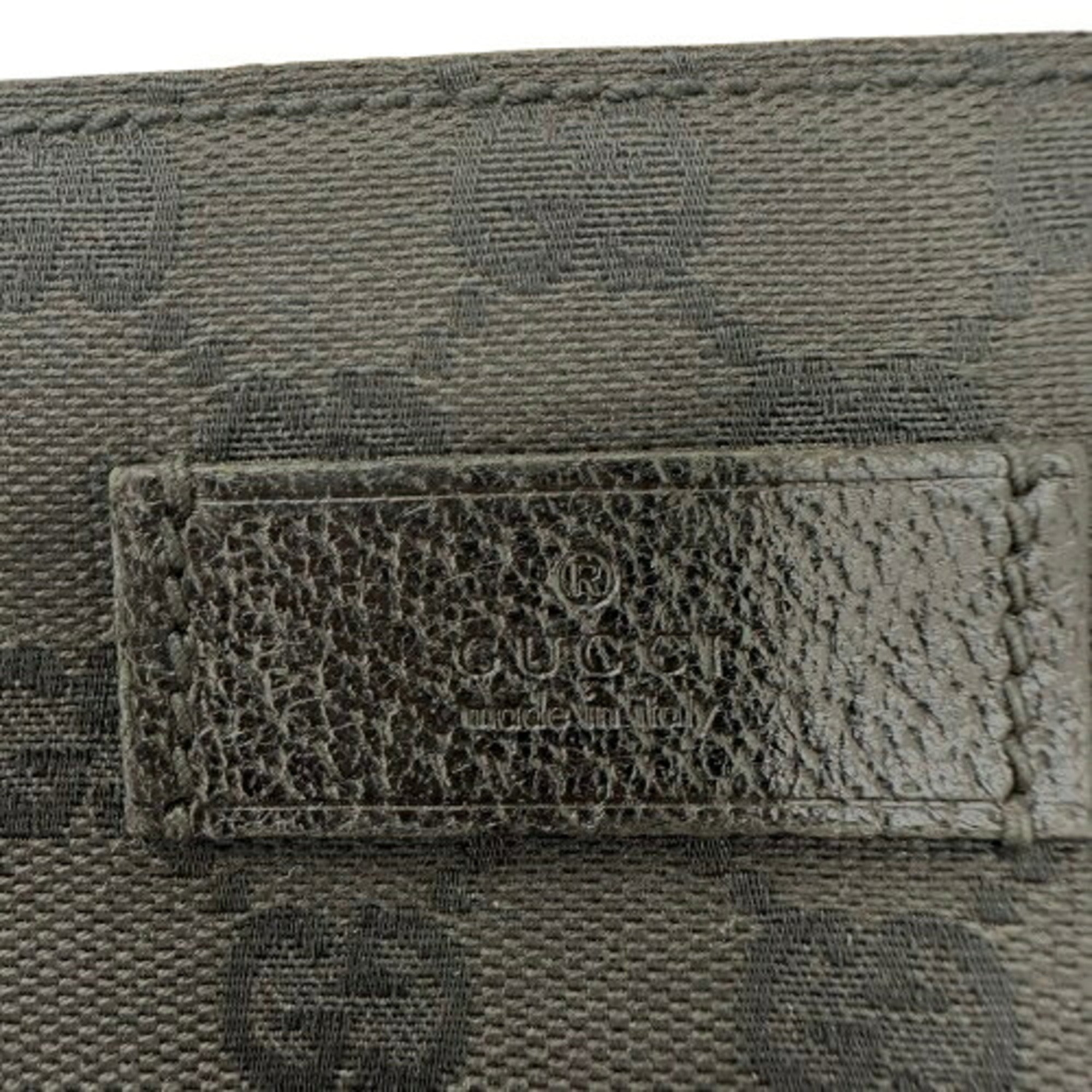 Gucci Gg Canvas Black Gg Canvas Leather Shoulder Bag (Pre-Owned)