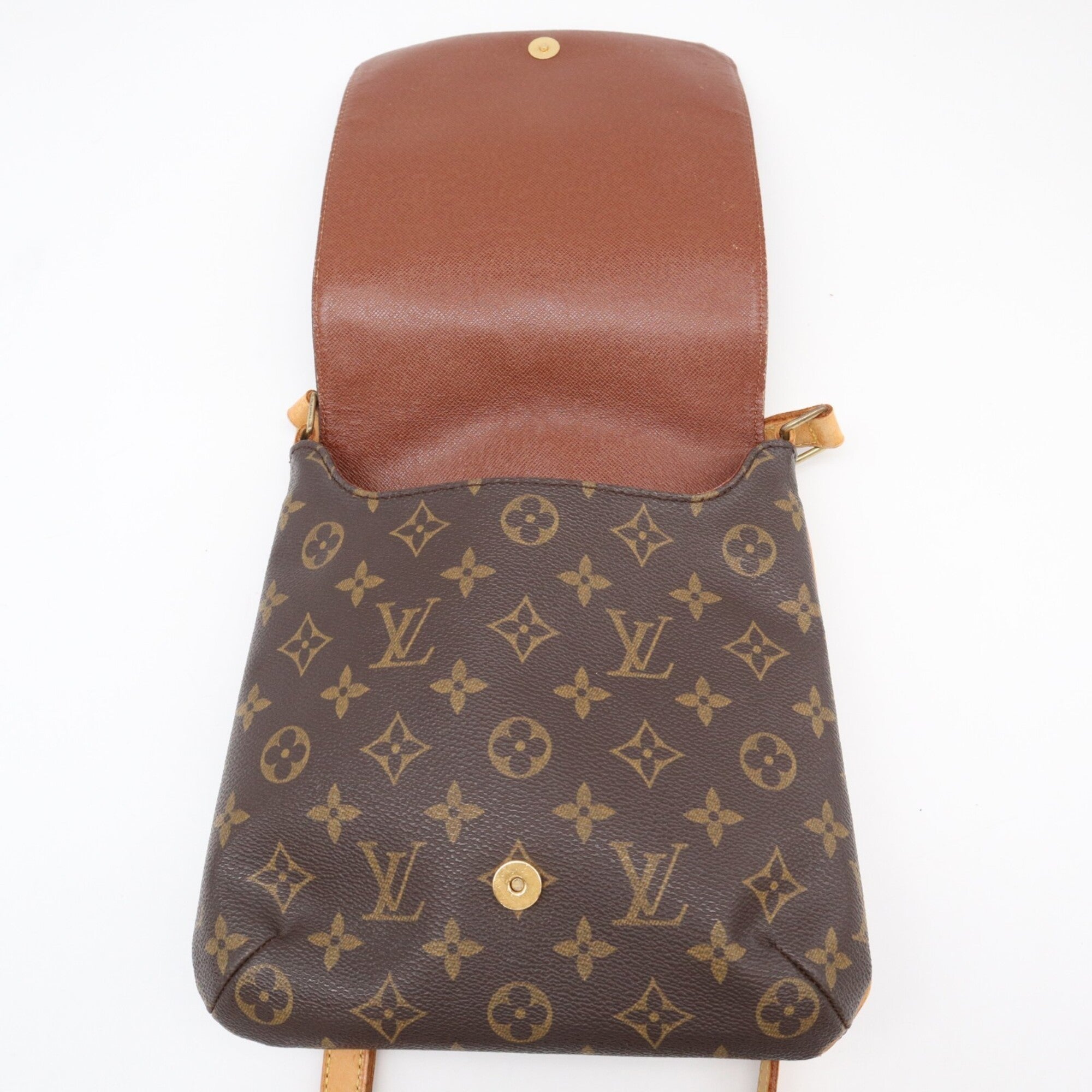 Louis Vuitton Beige Brown Coated Canvas Leather Shoulder Bag (Pre-Owned)