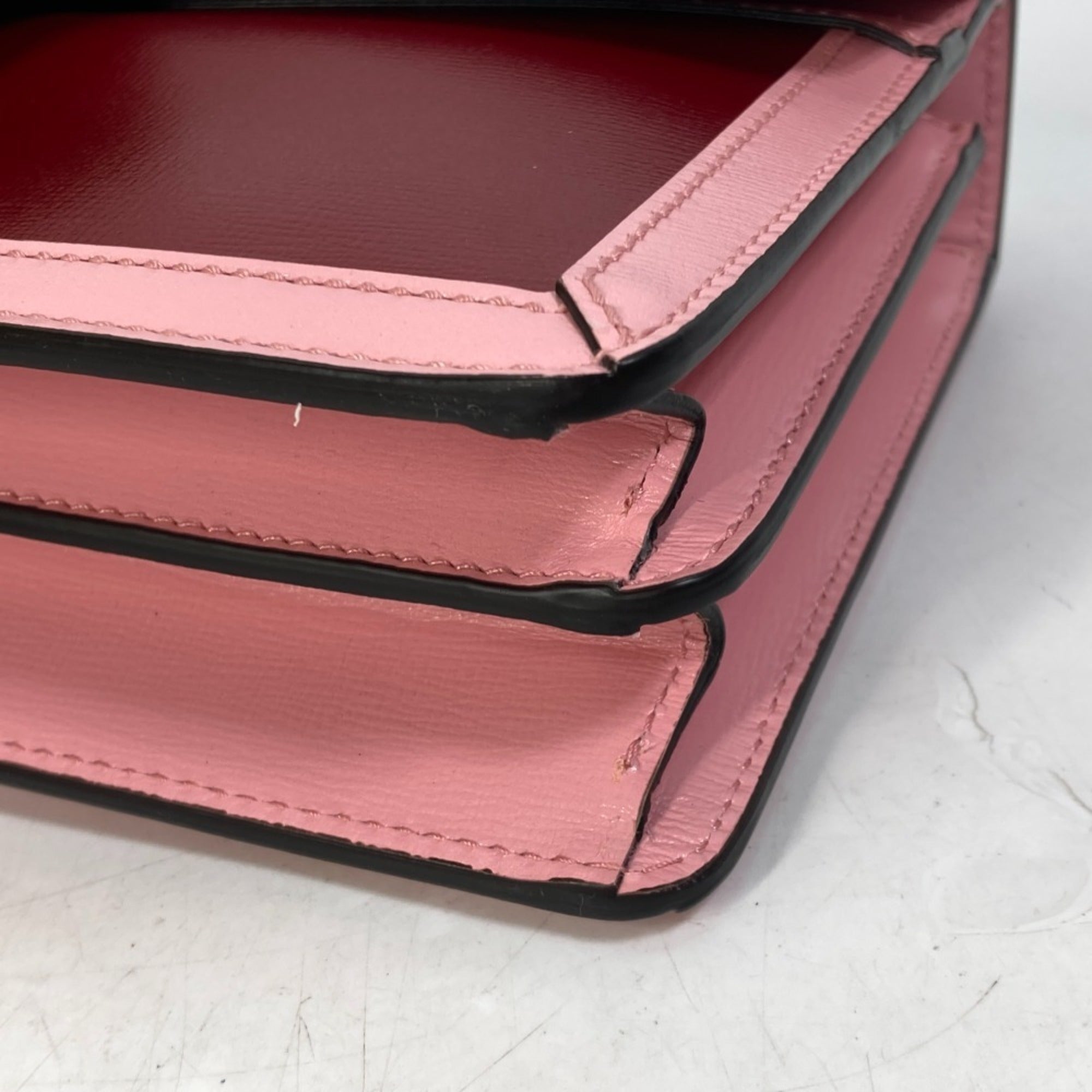 Gucci Pink Red Color Leather Shoulder Bag (Pre-Owned)