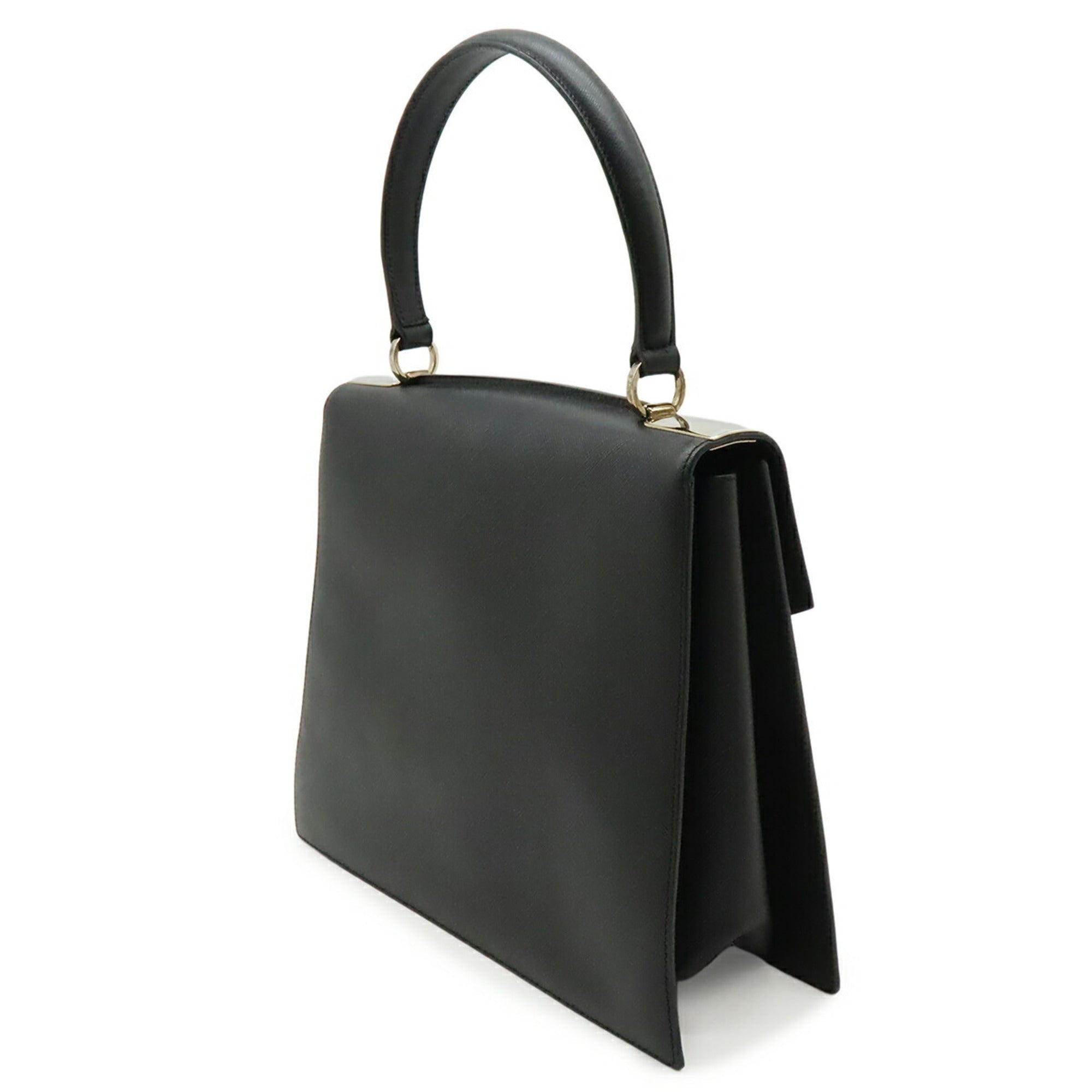 Salvatore Ferragamo Gancini Black Leather Handbag (Pre-Owned)