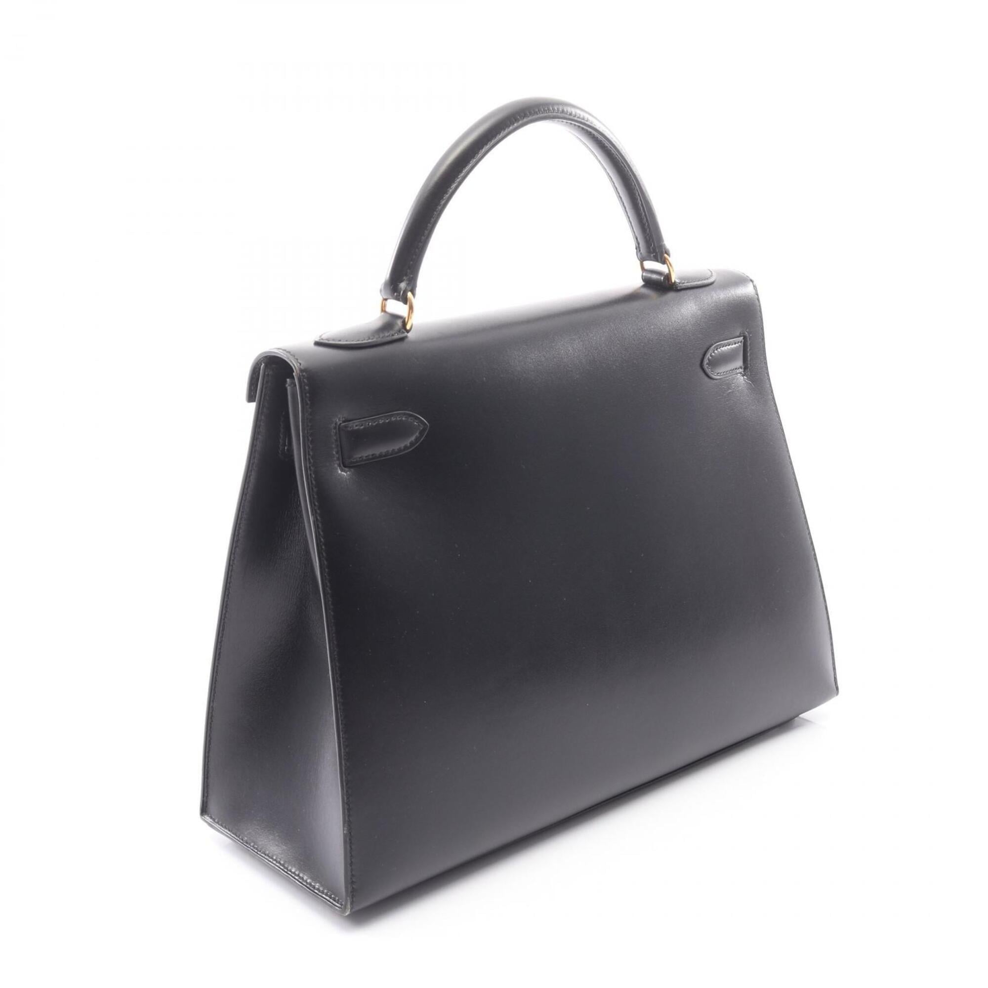 Hermes Black Box Calf Leather Handbag (Pre-Owned)