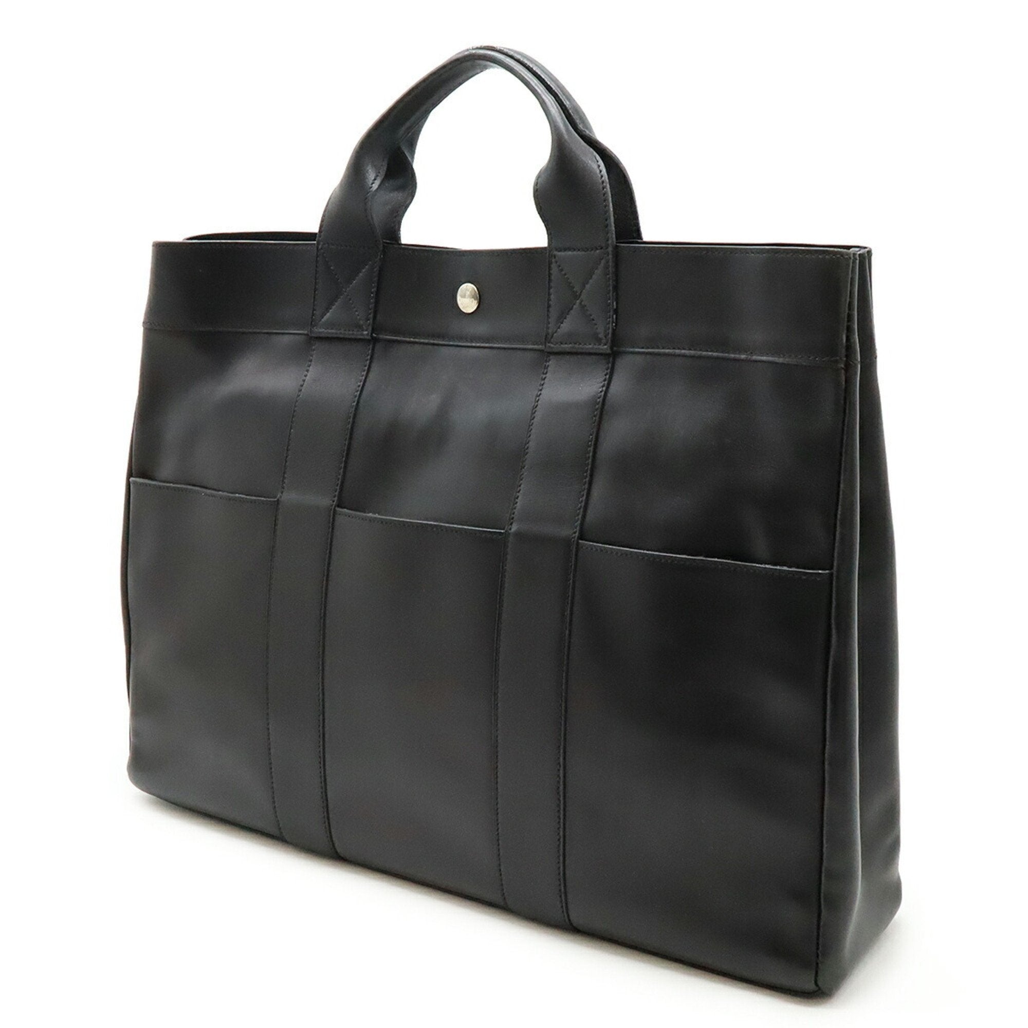 Hermes Fourre Tout Black Leather Handbag Tote Bag (Pre-Owned)