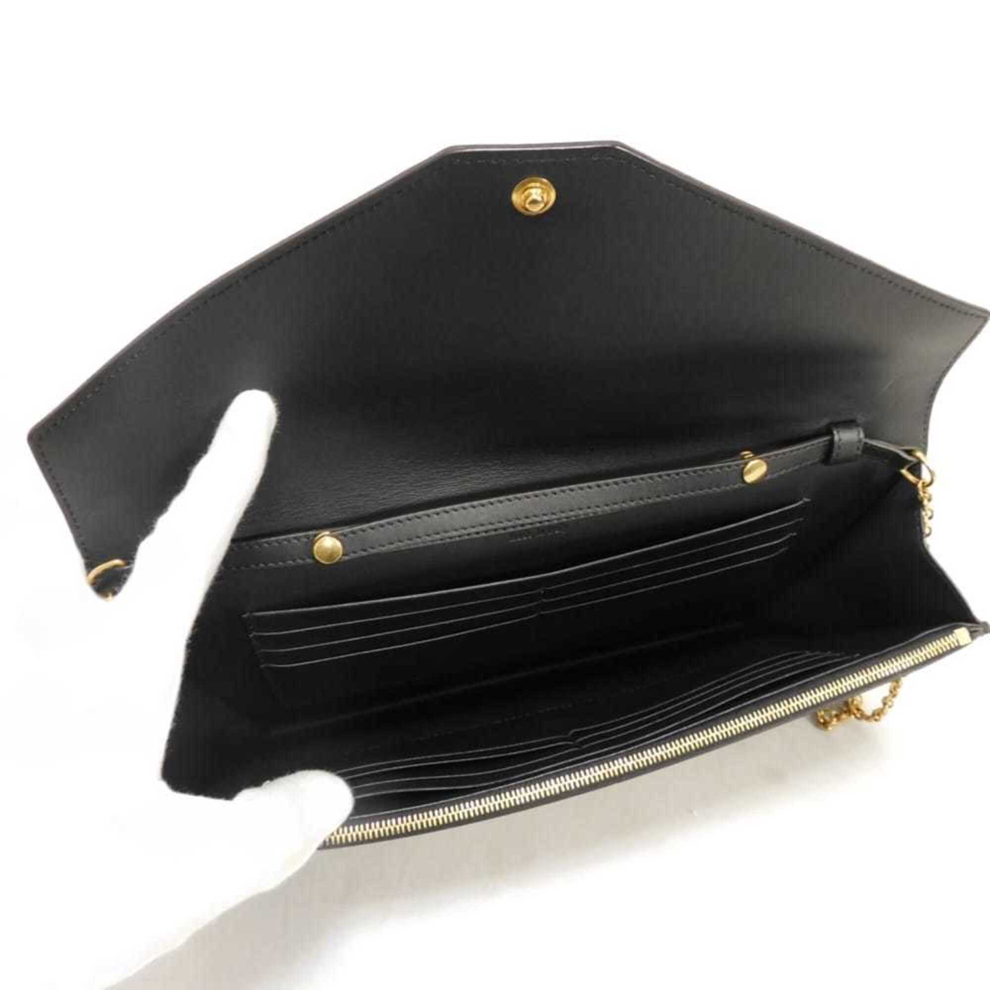 Celine Black White Leather Clutch Bag Shoulder Bag (Pre-Owned)