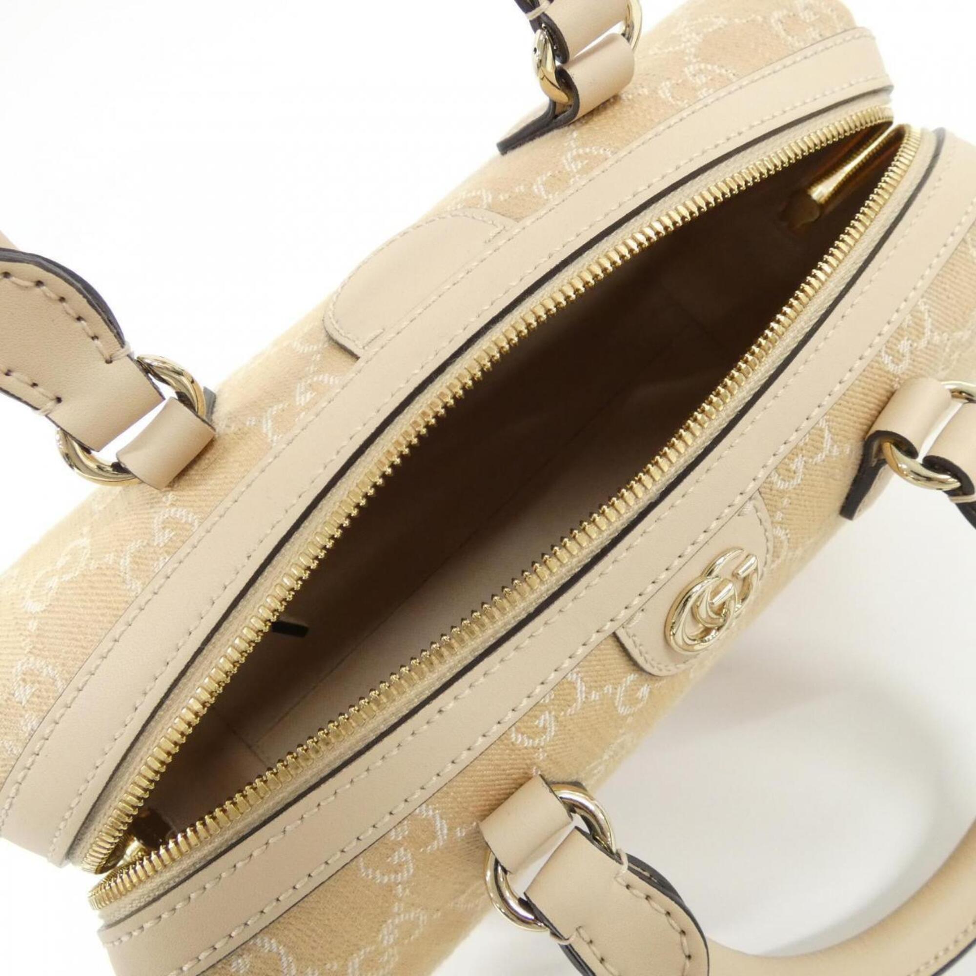 Gucci Light Beige Denim Leather Boston Bag (Pre-Owned)