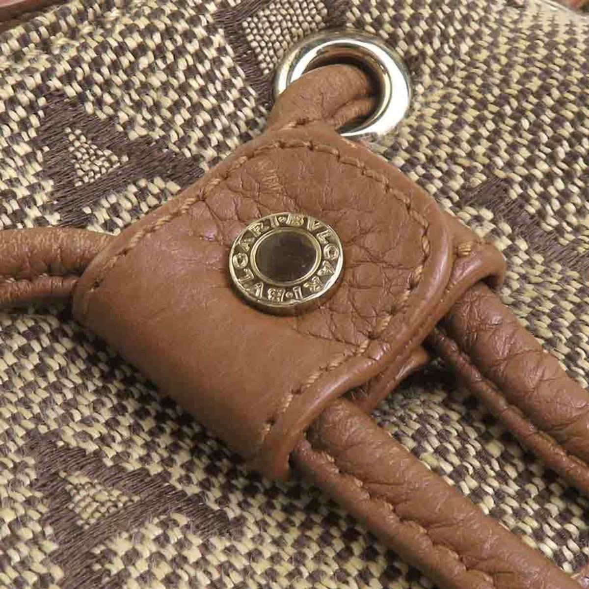Bvlgari Brown Canvas Leather Handbag (Pre-Owned)