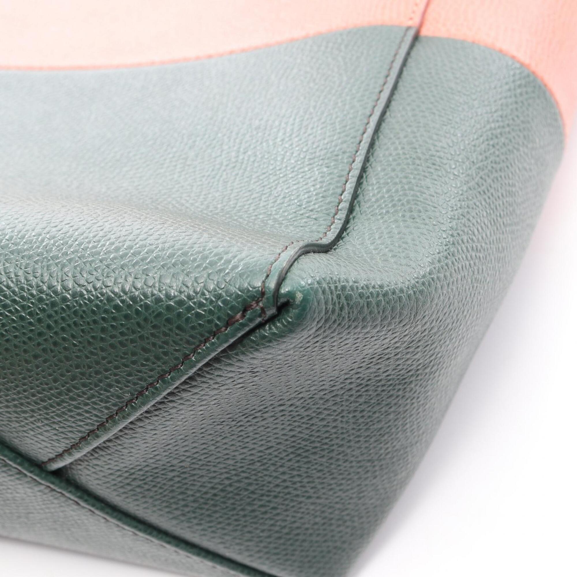 Celine Green Pink Leather Handbag Tote Bag (Pre-Owned)